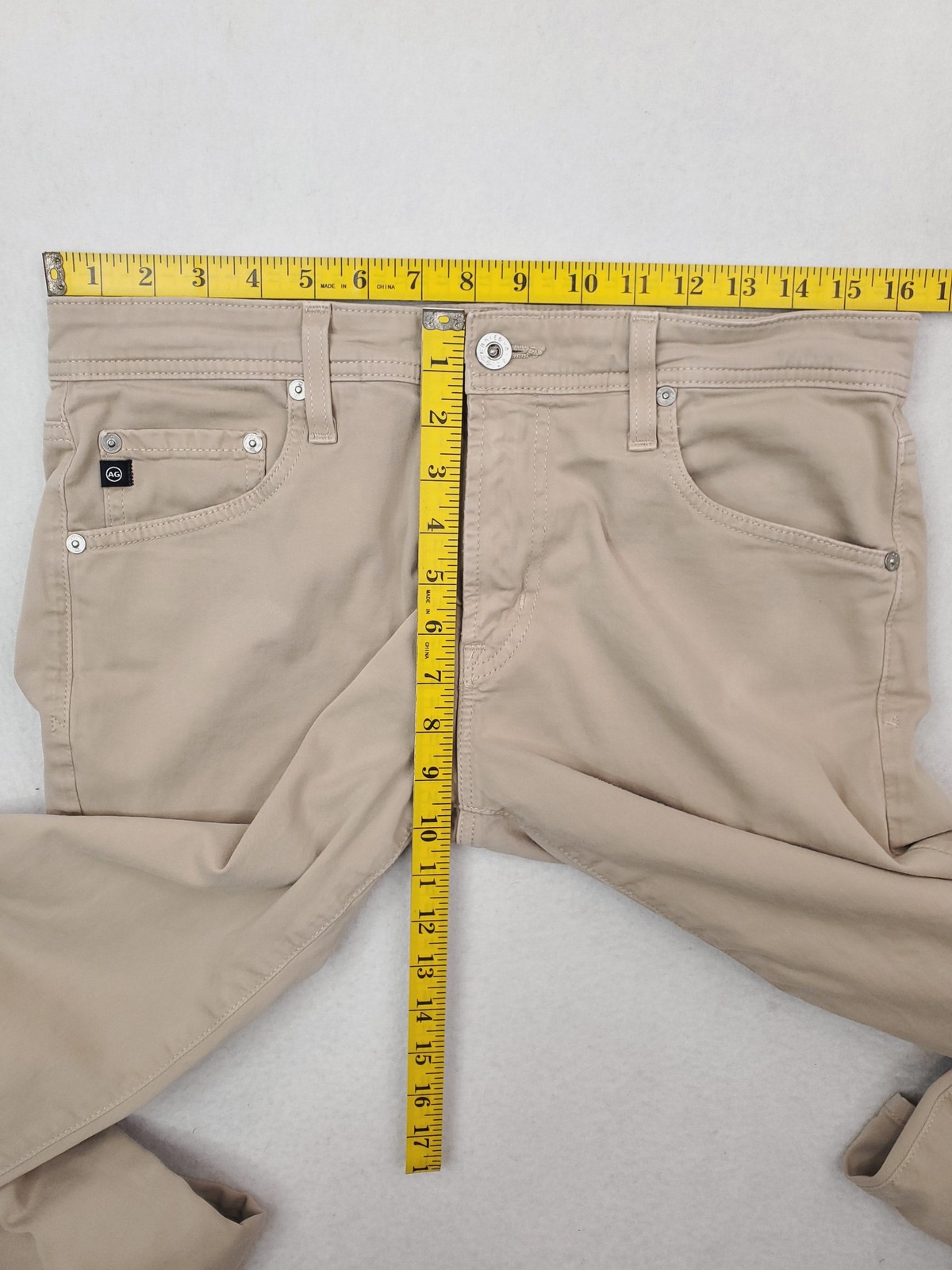 AG Adriano Goldschmied Jeans Mens 32×32 Beige Tellis Modern Slim Tapered Stretch