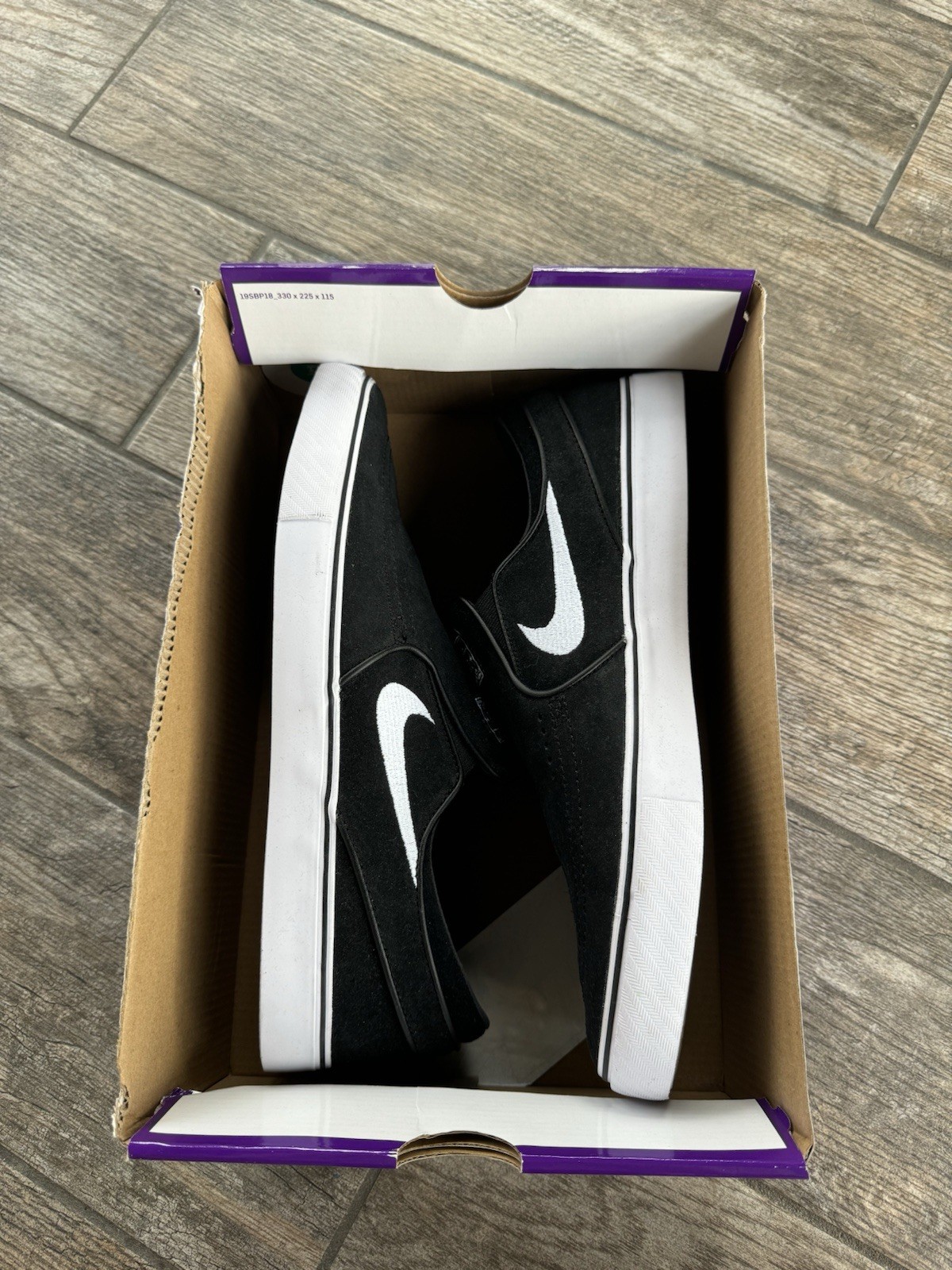 Size 11.5- Nike Zoom Stefan Janoski+ Slip SB Black White Men’s Shoes FN5893 001