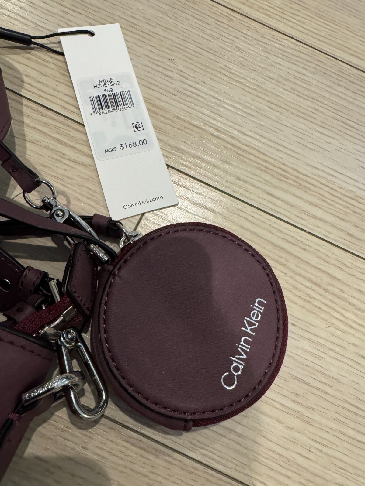 Calvin Klein Mille Monogram Satchel Bag Plum Purple Pink Convertible NWT MSRP