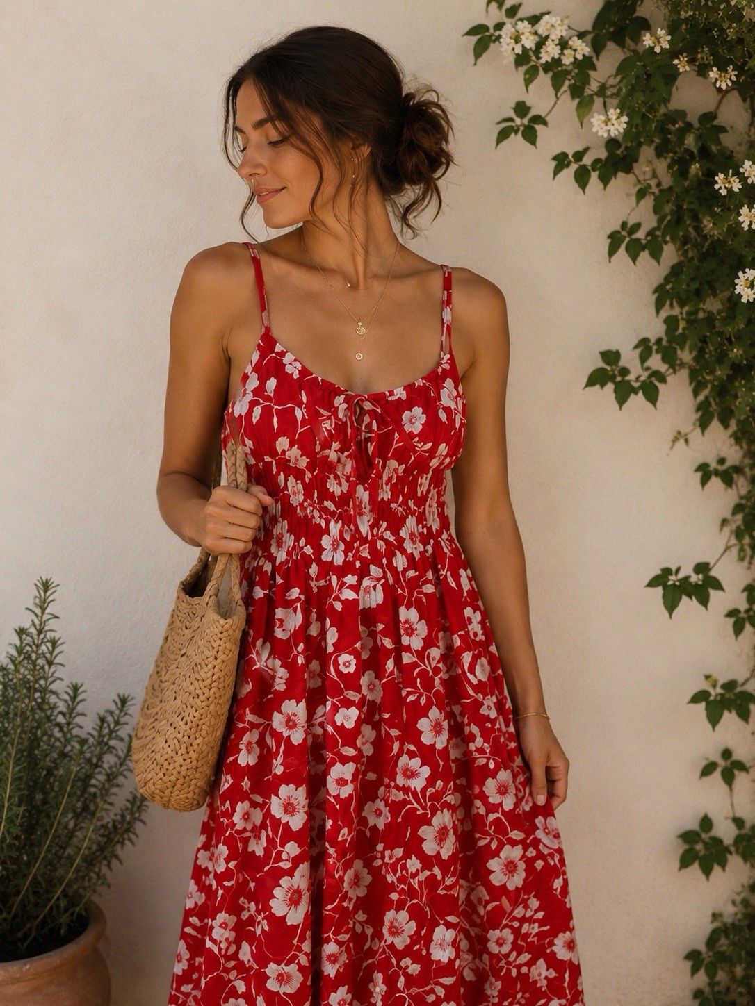 NWT Hesperus Women’s Red Floral Sun Dress Size M