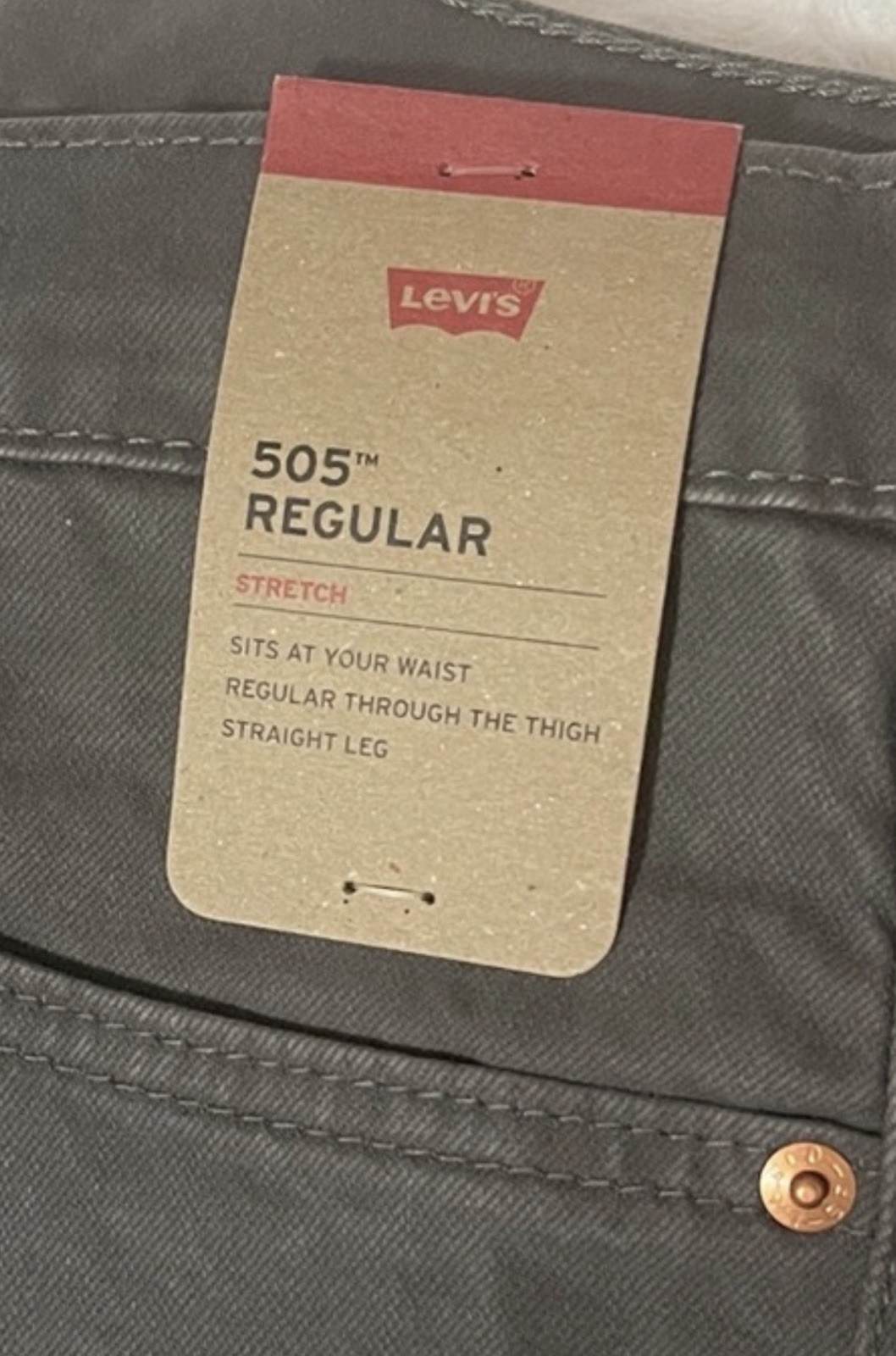 Levi’s 505 Series Regular Fit Stretch Straight Gray Men’s Jeans Denim Classic