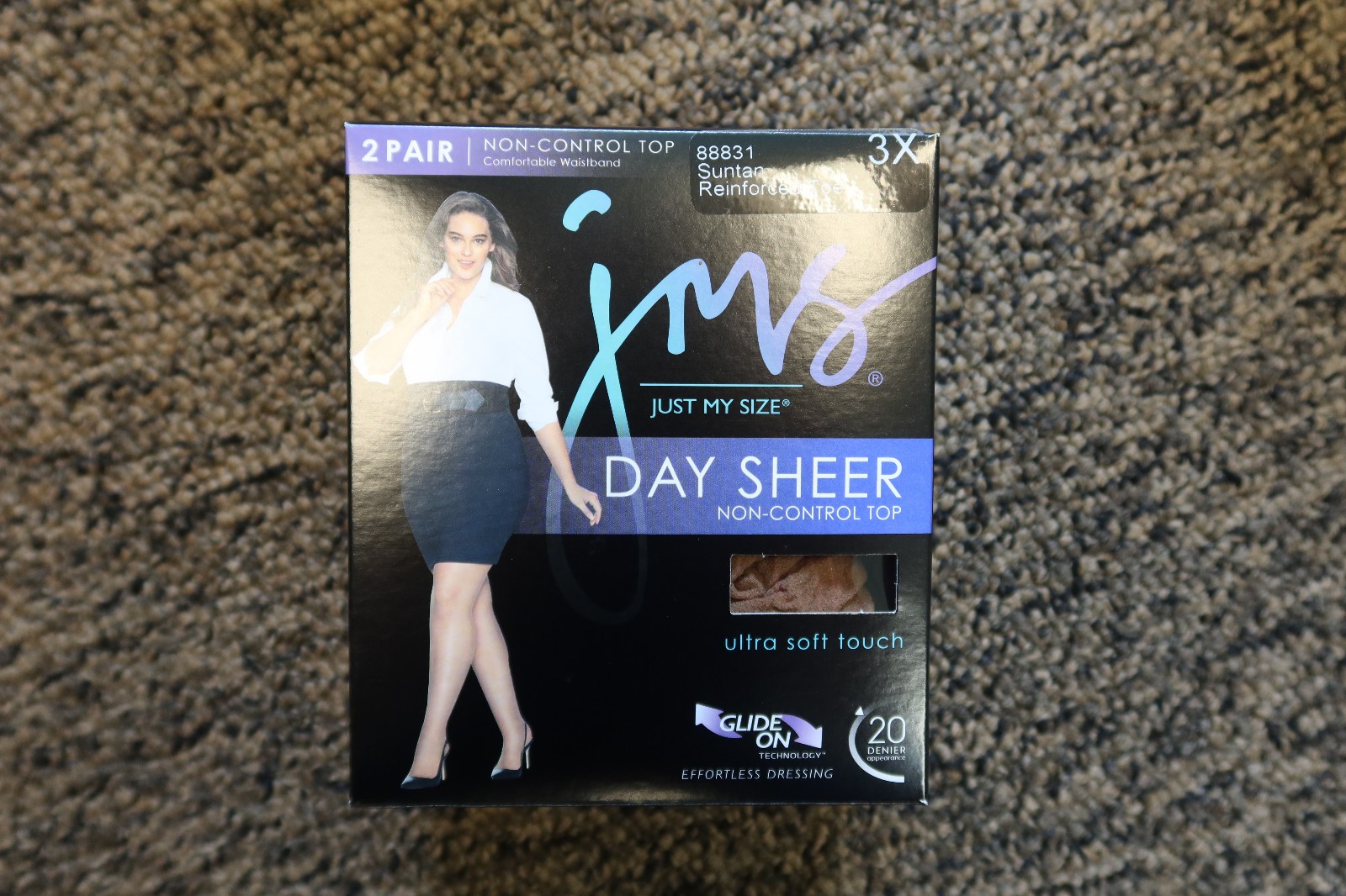 6-count JMS Day Sheer NON Control Top Reinforced Toe Pantyhose – 3X – Suntan