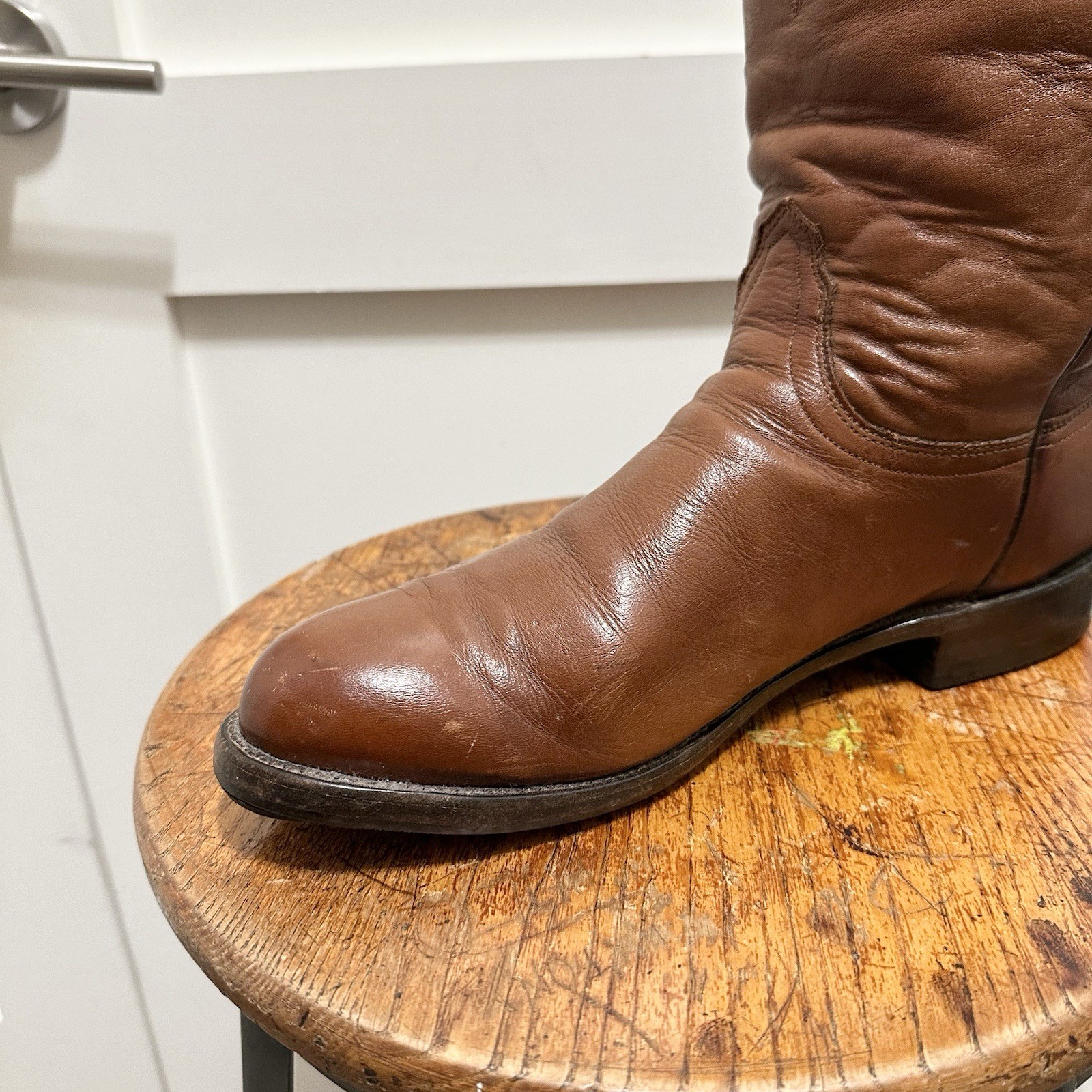 Lucchese 2000 Brown Caramel Roper Boots Western Cowboy Size 11 EE Extra Wide