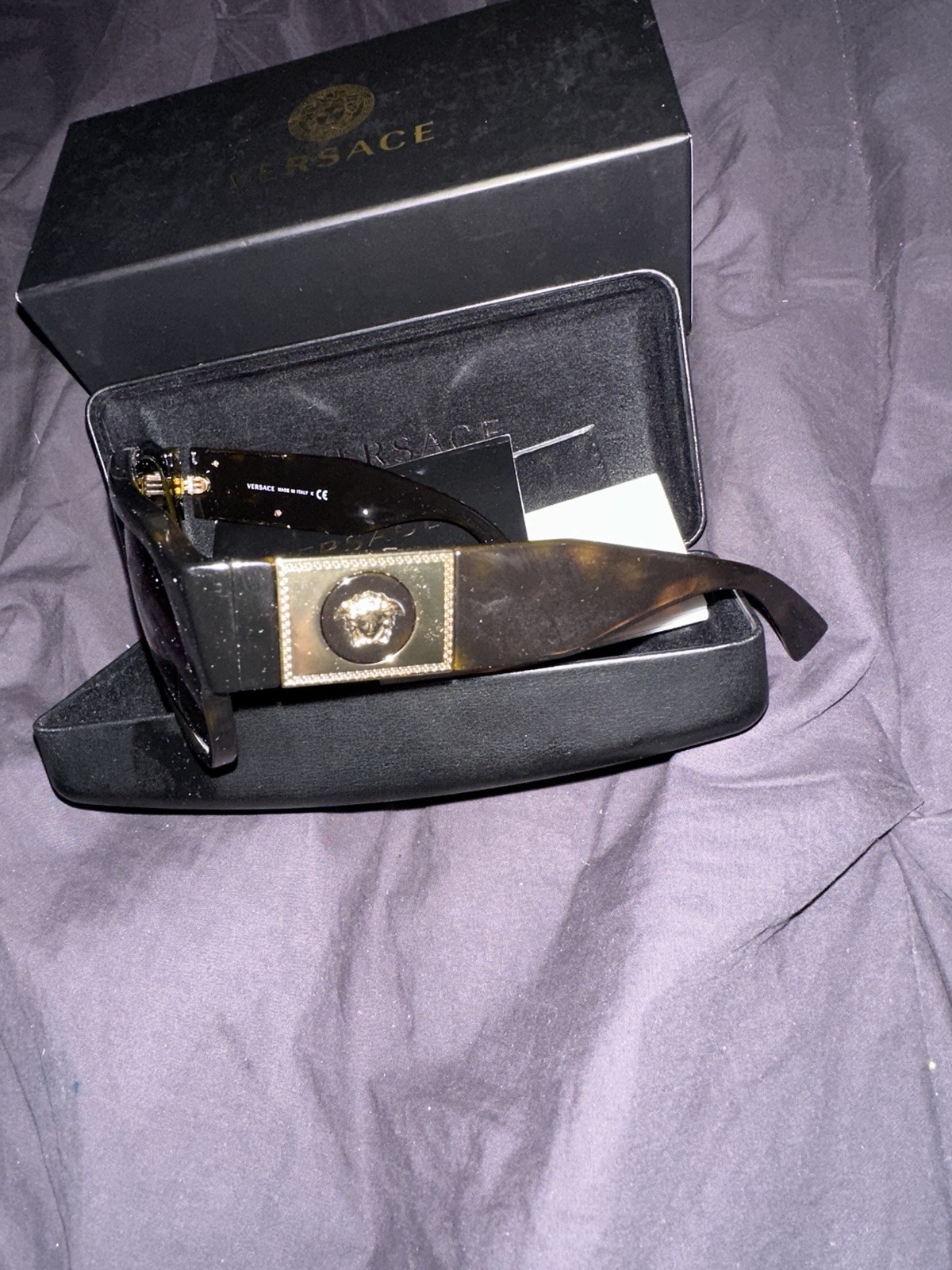 Versace Sunglasses Brown Tortoise Injected Frame