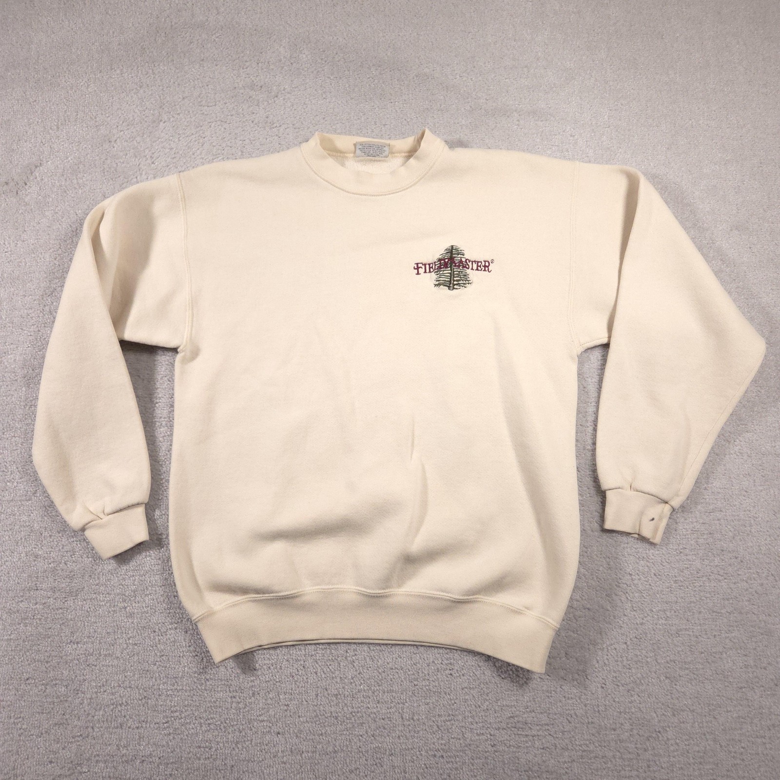 Fieldmaster Sweatshirt Mens Large Beige Pullover Fleece Crewneck Made USA 90s