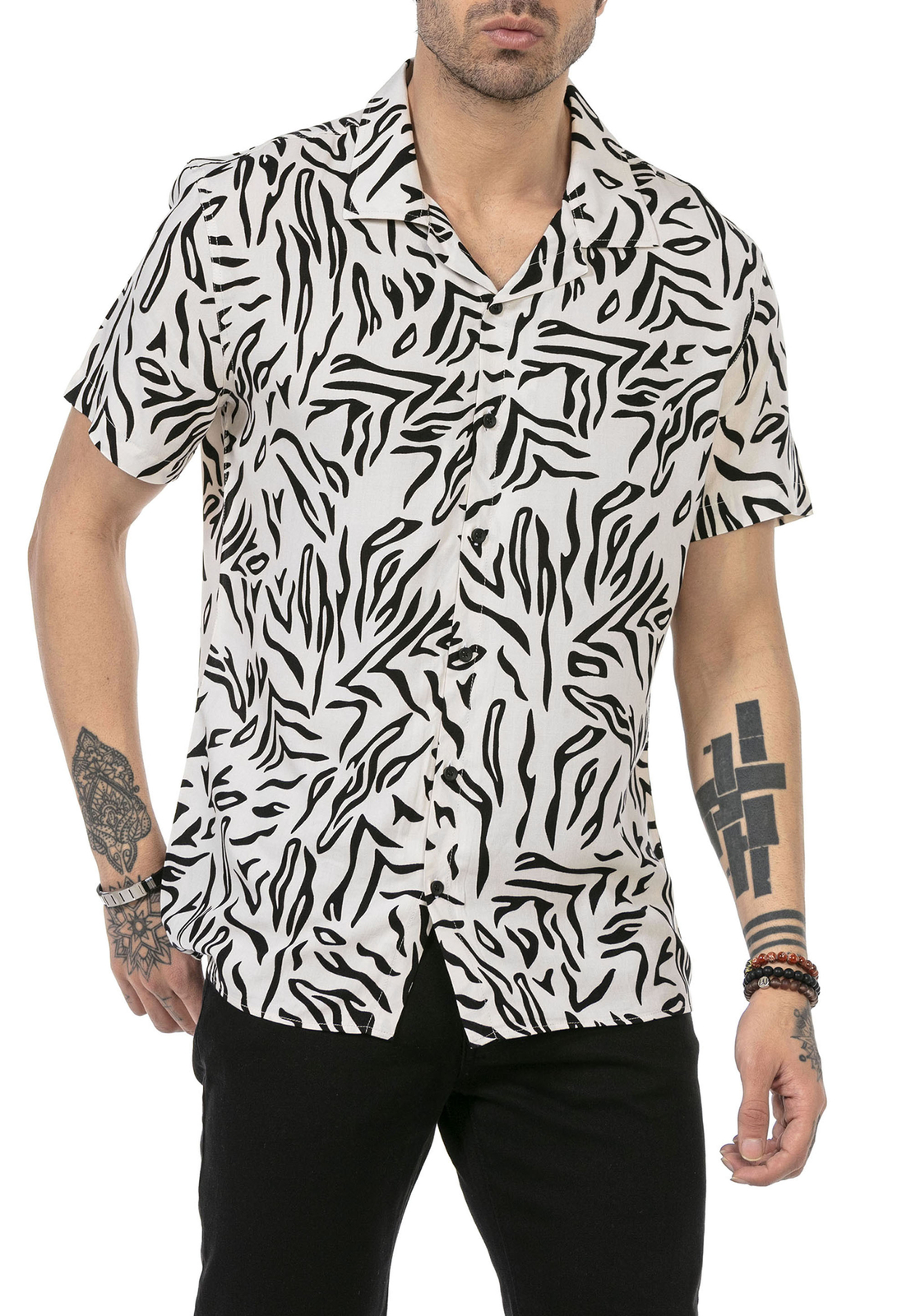 Redbridge Herren Hemd kurzarm Hawaii Hemden Sommer Freizeithemd Reguar Fit
