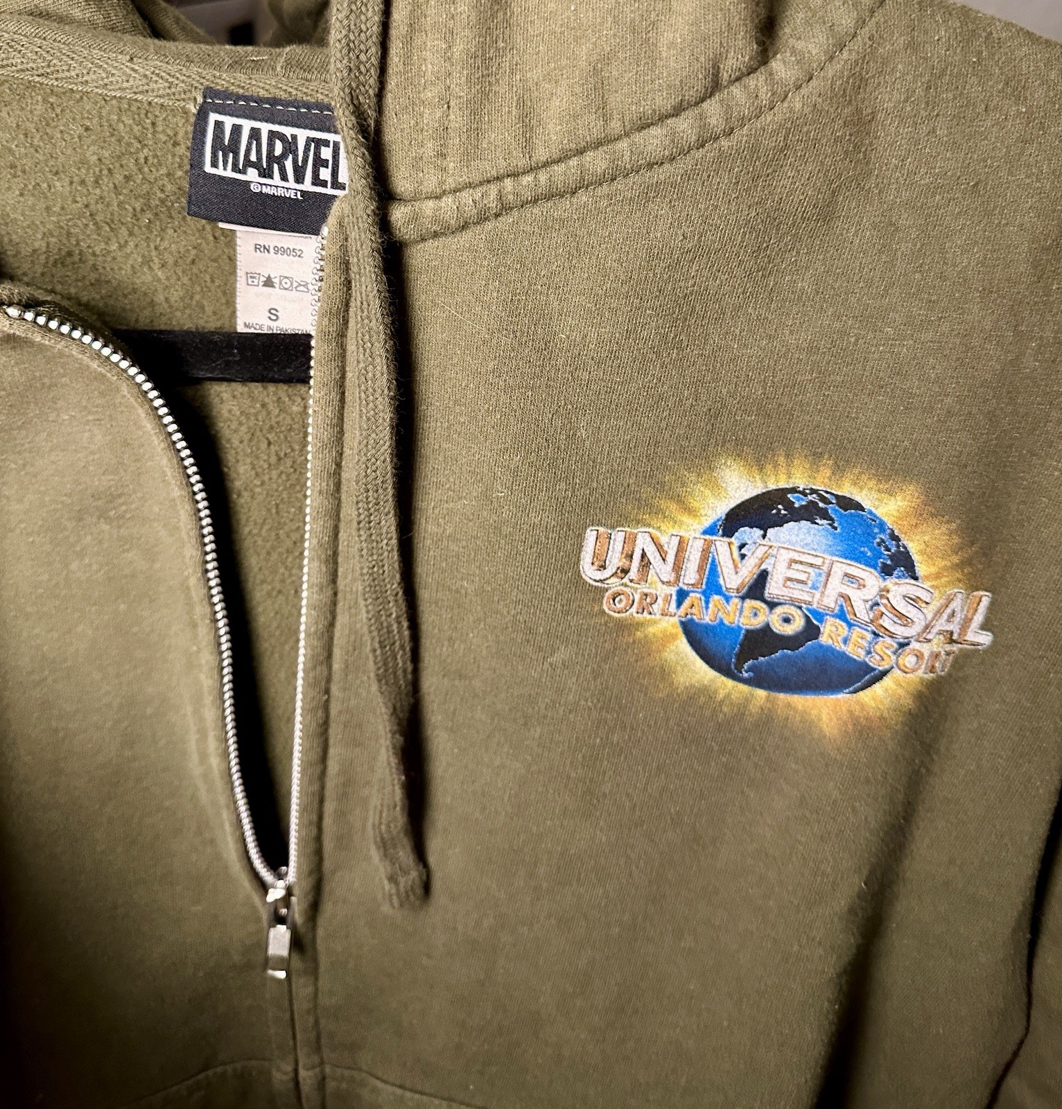 Universal Orlando Resort Marvel Zip Hoodie Green Adult Small Hulk Iron Man