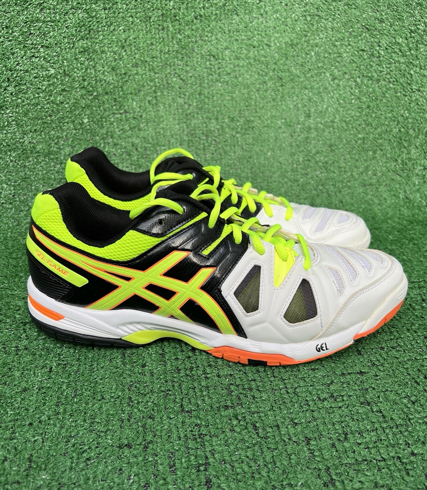 Asics Men’s Gel Game 5 E506Y White Yellow Running Shoes Sneakers Size 9.5 Used