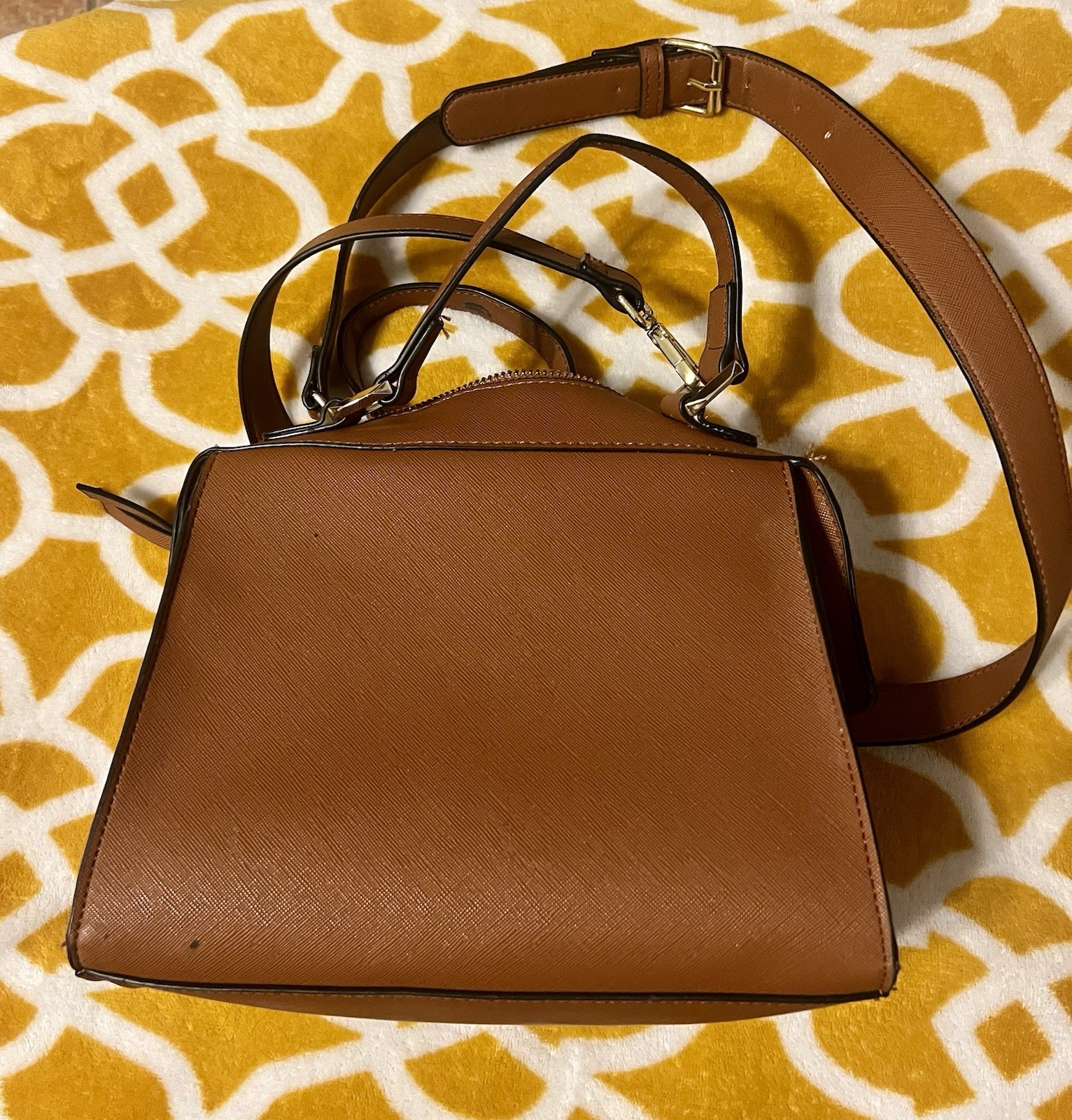 Steve Madden Brown Satchel Top Handle Zip Bag, Adjustable Detachable Strap