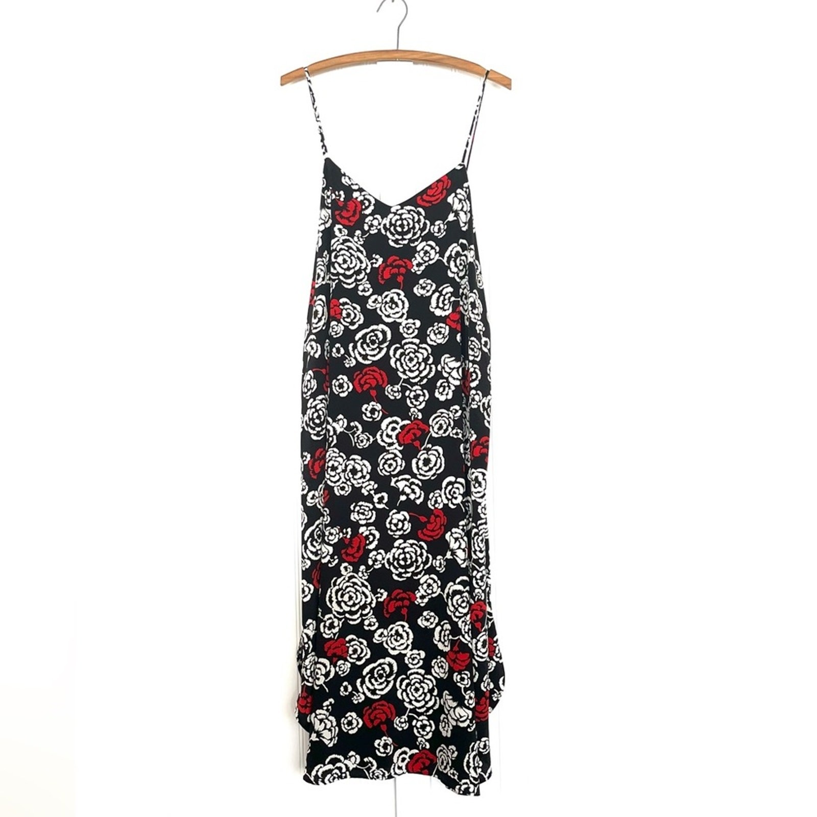 Vintage Black White and Red Nightgown and Robe Set Kimono Floral Peignor Sexy