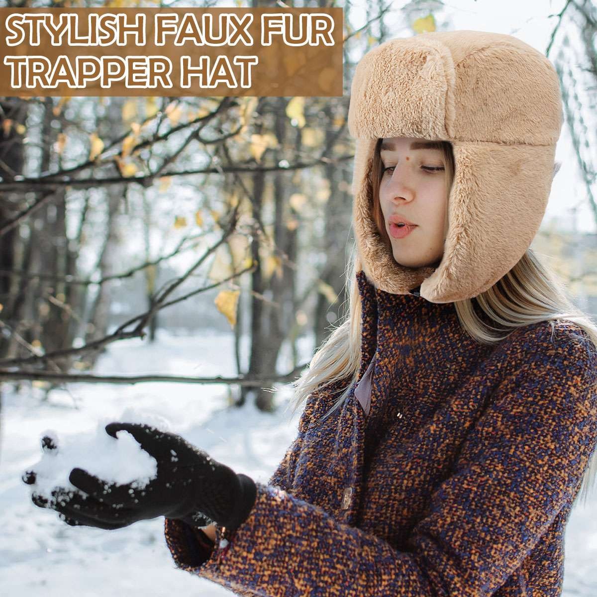 Winter Warm Hat with Ear Flaps Russian Ushanka Aviator Ski Cap for Men Women