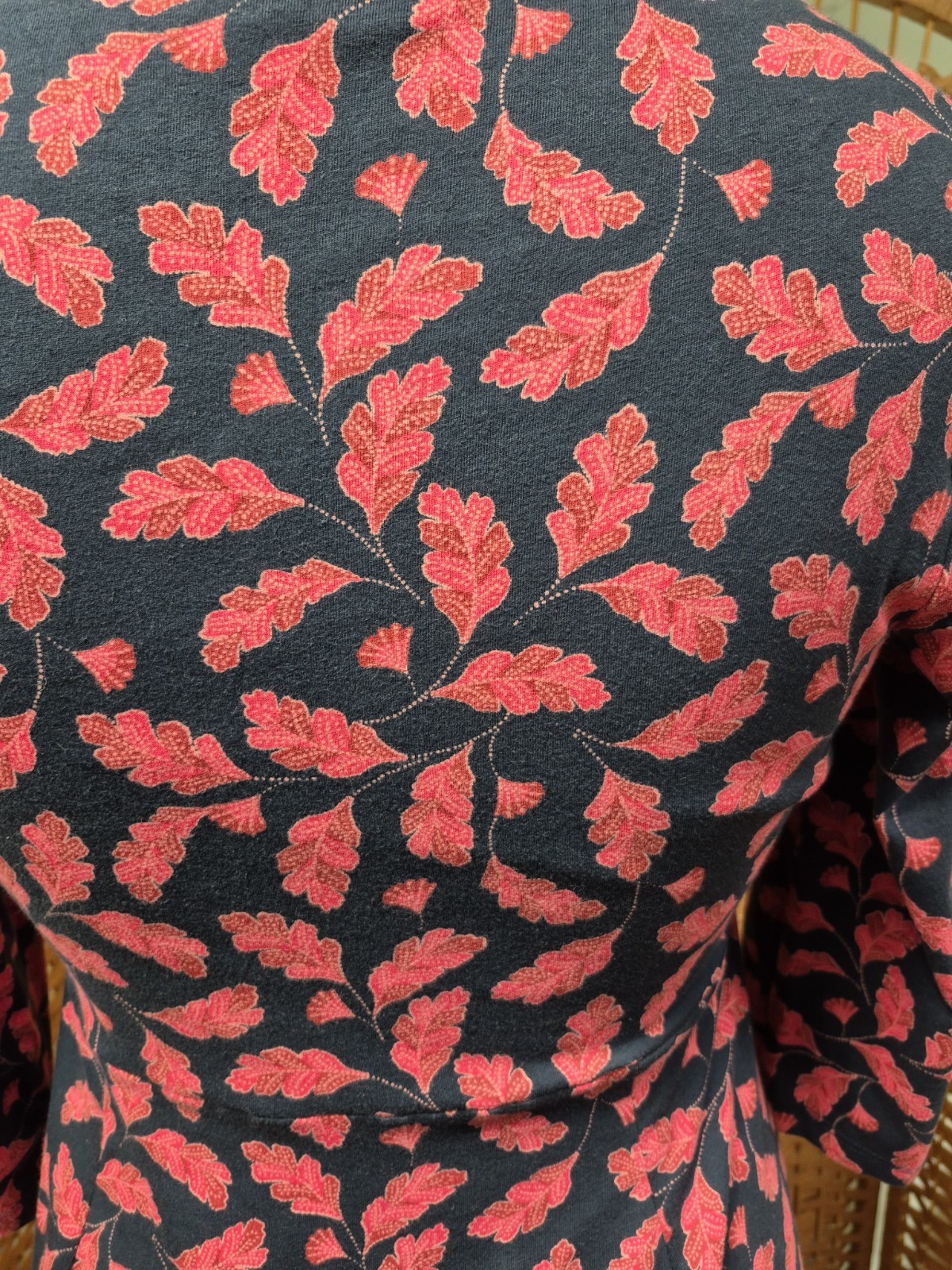 Seasalt Cornwall Seed Packet leaf print midi dress Navy Red size 12 WIL