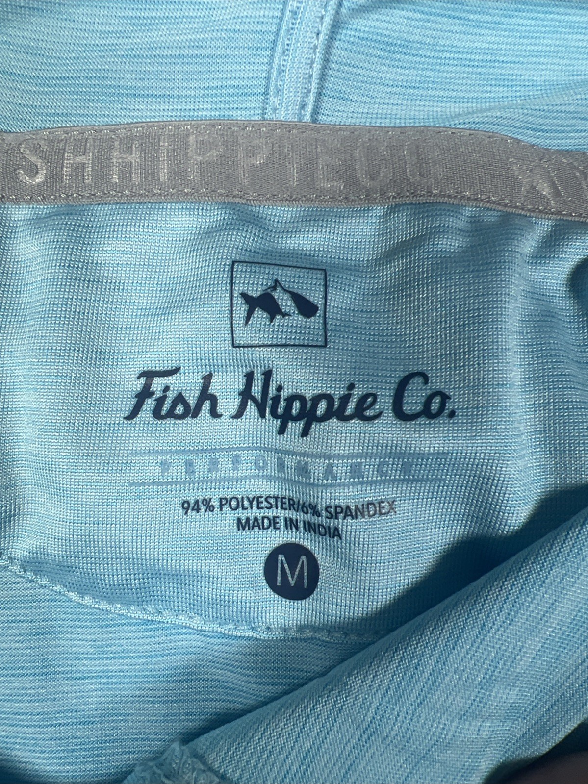 Fish Hippie Co Blue Hoodie Long Sleeve Performance Fly Fishing Shirt Mens Medium