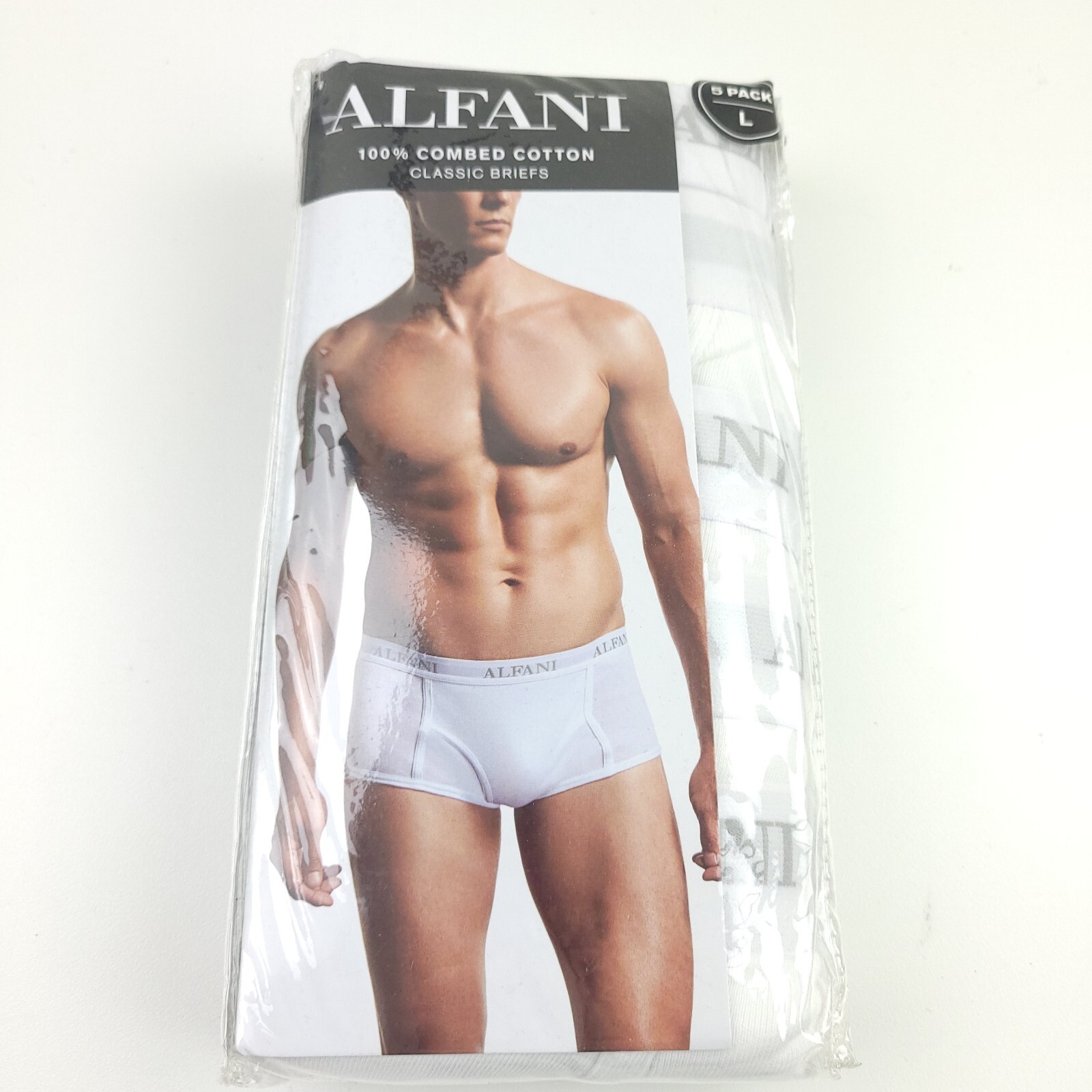 Alfani Large L Briefs 5-Pack Solid White – Tagless 100% Cotton Classic Mens NWT