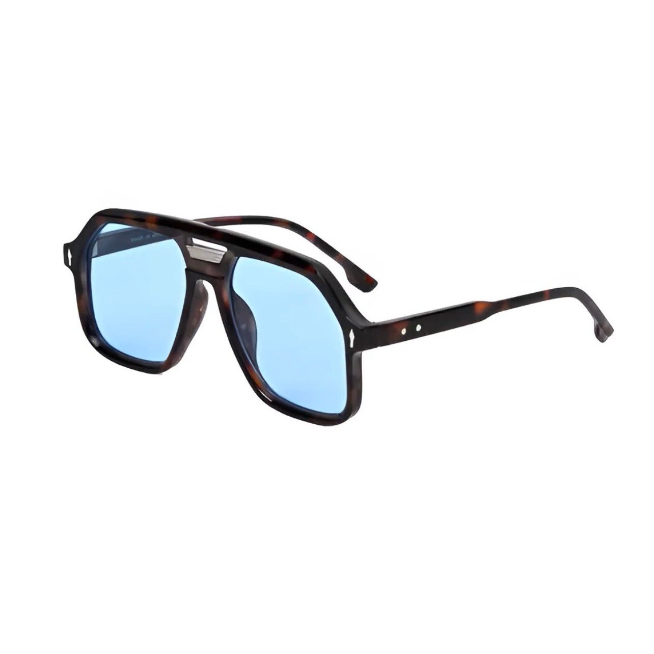 Mens Oversized Retro Sunglasses Tortoise Shell Blue Lens Navigator Retro 142mm