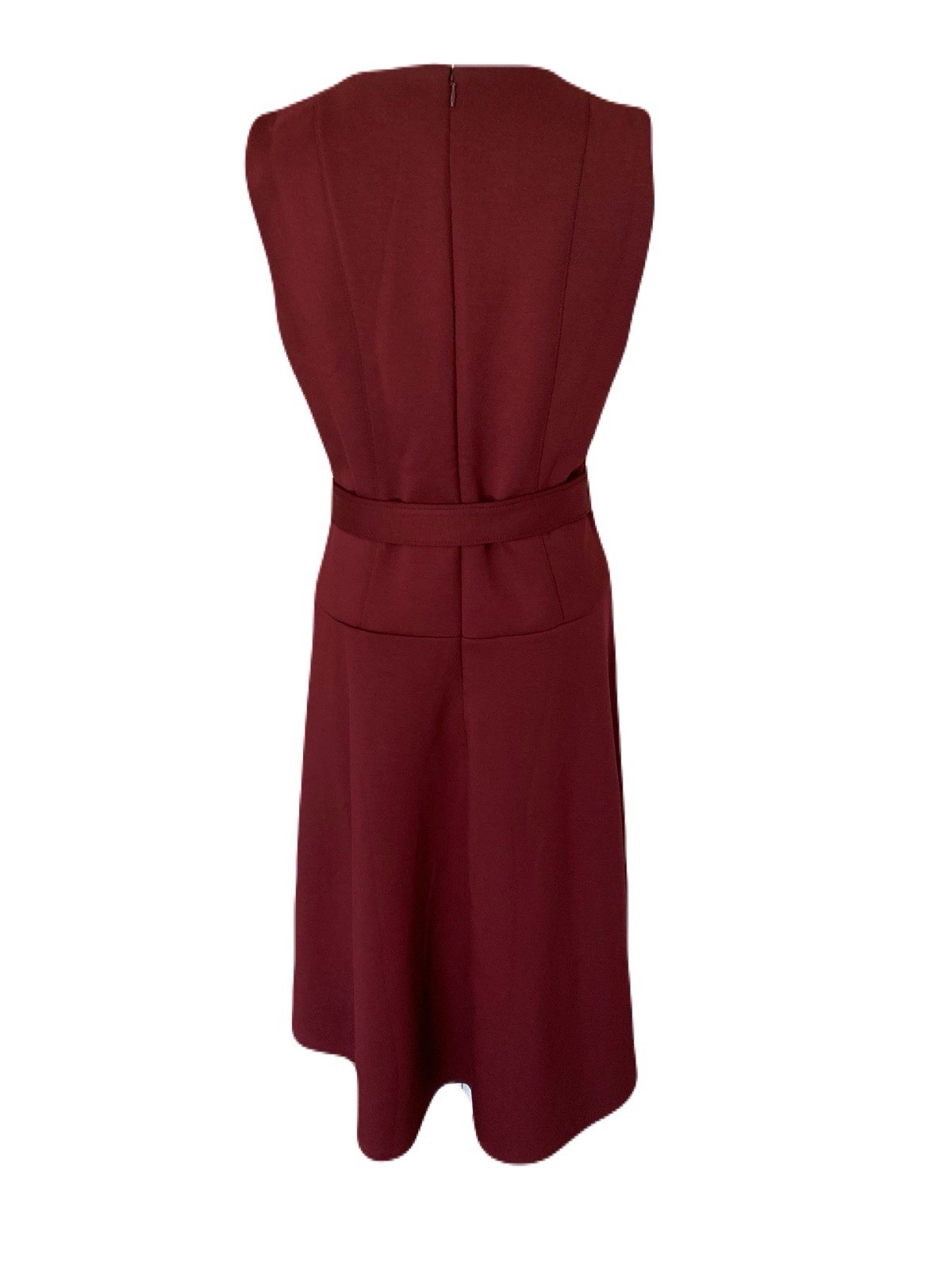 NWT Ann Taylor Size 6 Burgundy Belted Sleeveless Sheath Dress Career Office
