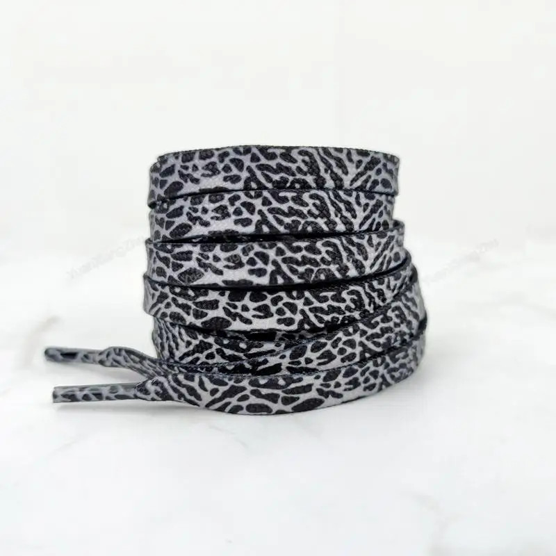 1Pair Burst Crack Texture Shoelaces Flat AF1/AJ Sneakers Shoe laces Fashion Leop
