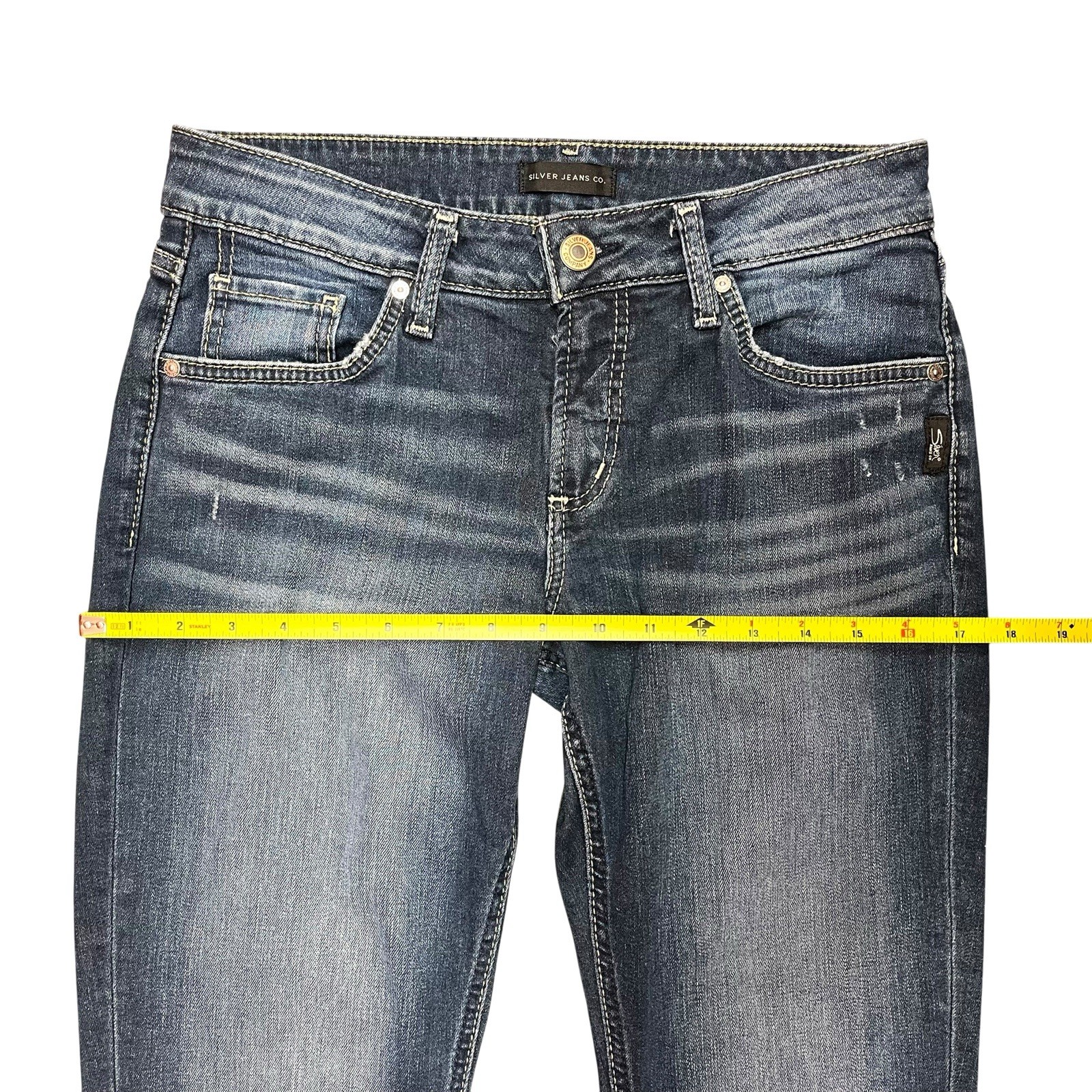 Silver Jeans Co. Women’s Mid Rise Skinny Dark Wash Denim Boyfriend Jeans Size 28