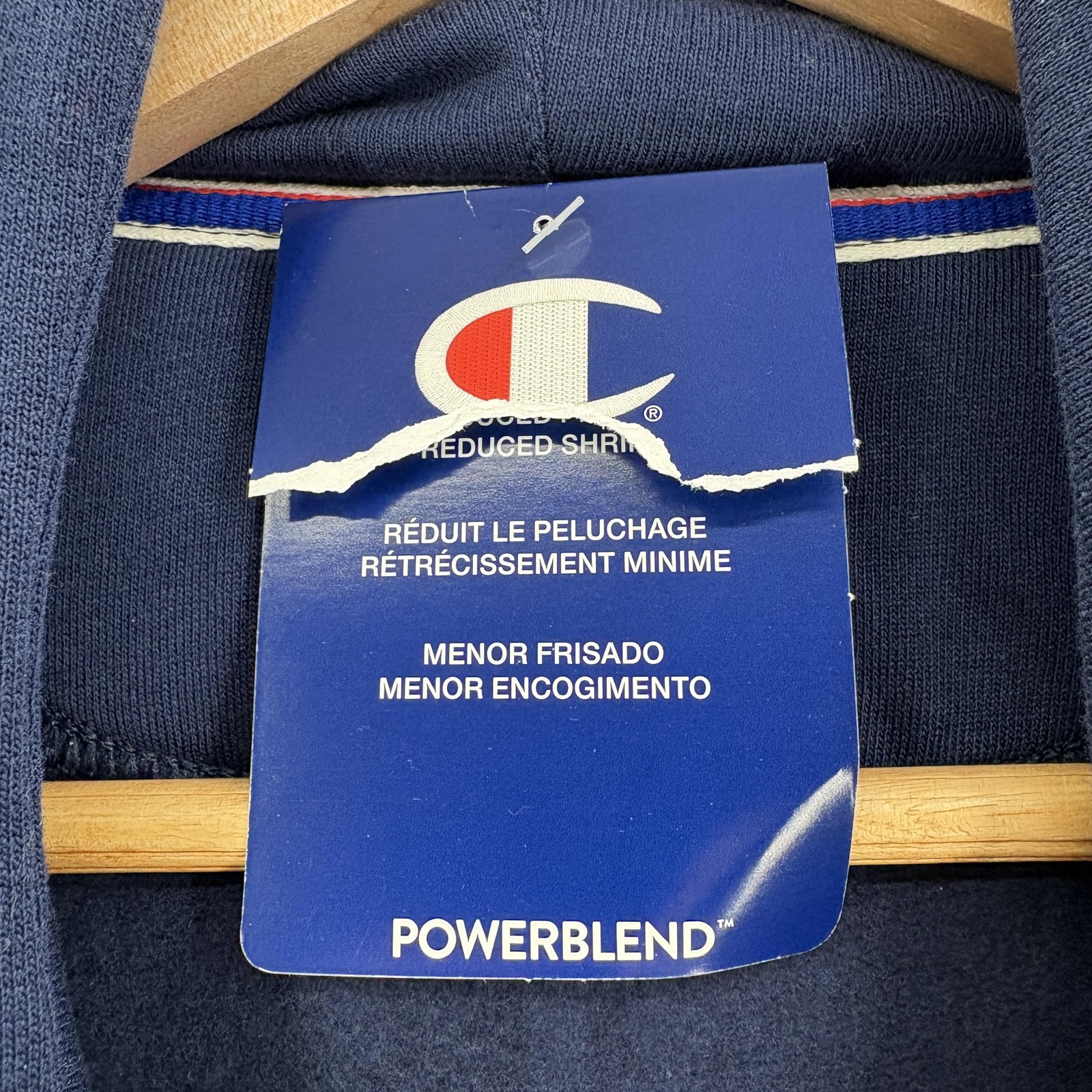 Champion Powerblend Hoodie Mens Large Blue Fleece Pullover Kangaroo Pocket NWT