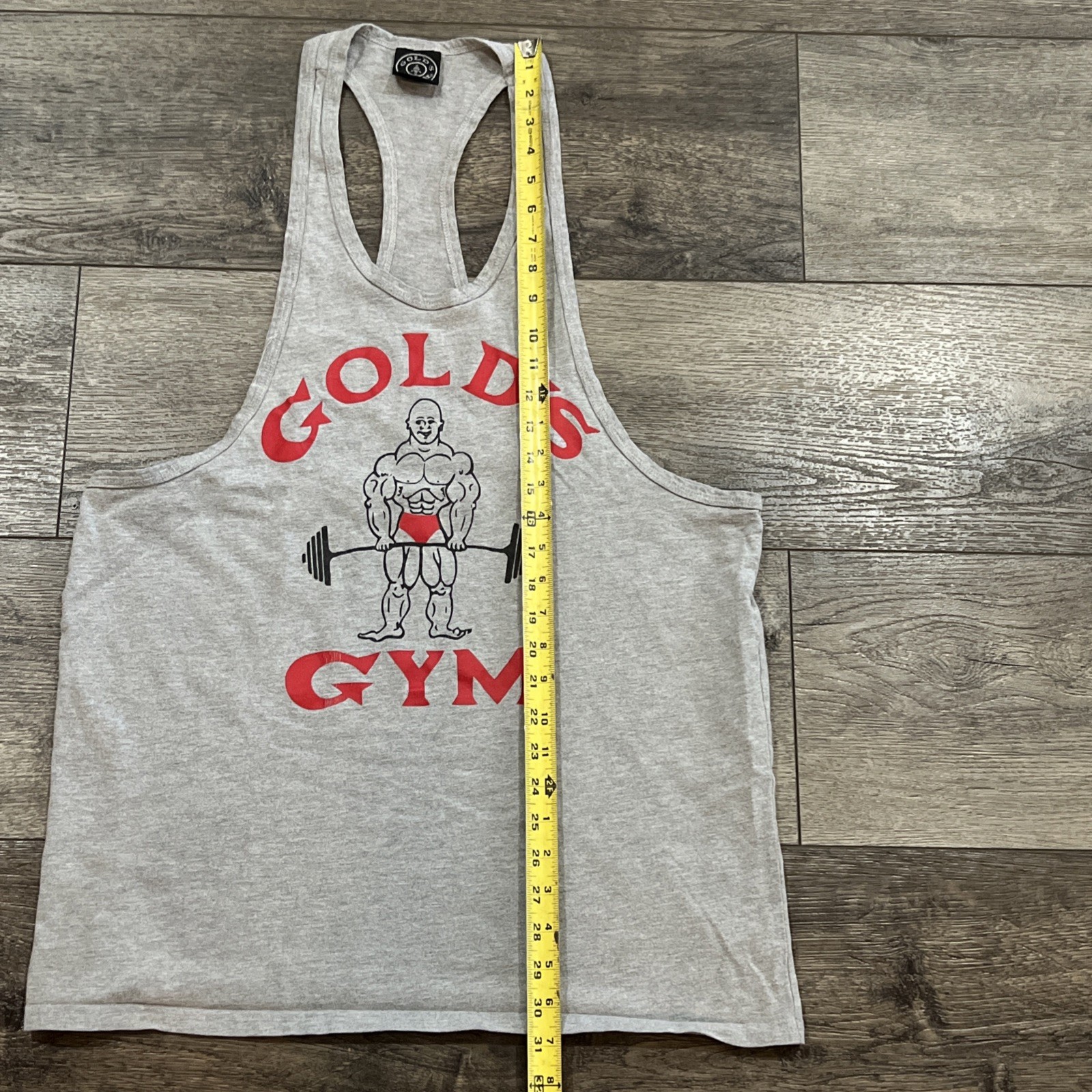 VTG 90s Gold’s Gym Stringer Tank TopGray Bodybuilding Muscle Fitness Workout XL