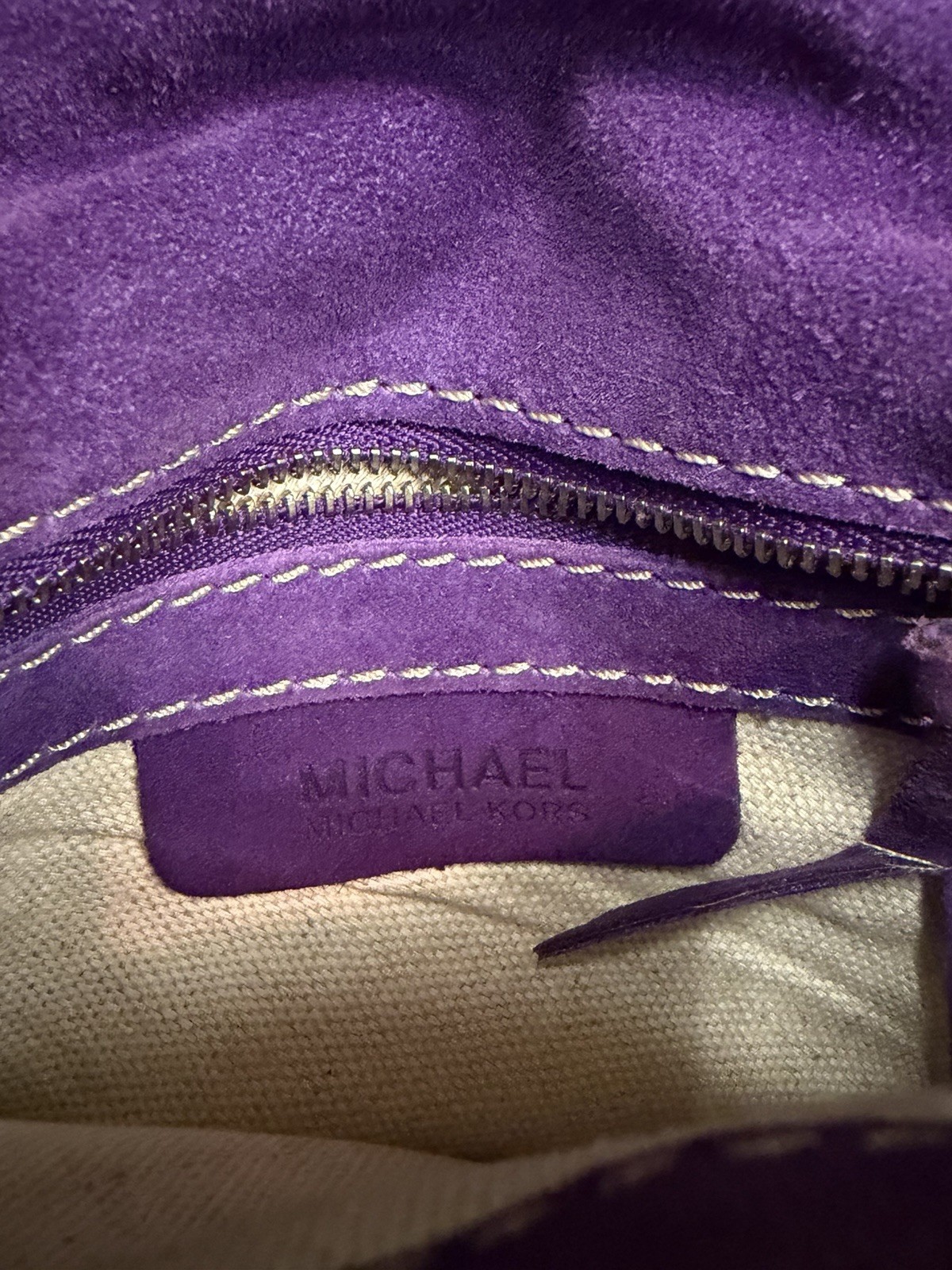 Michael Kors Purple Suede Shoulder Bag Silver Chain Strap Purse