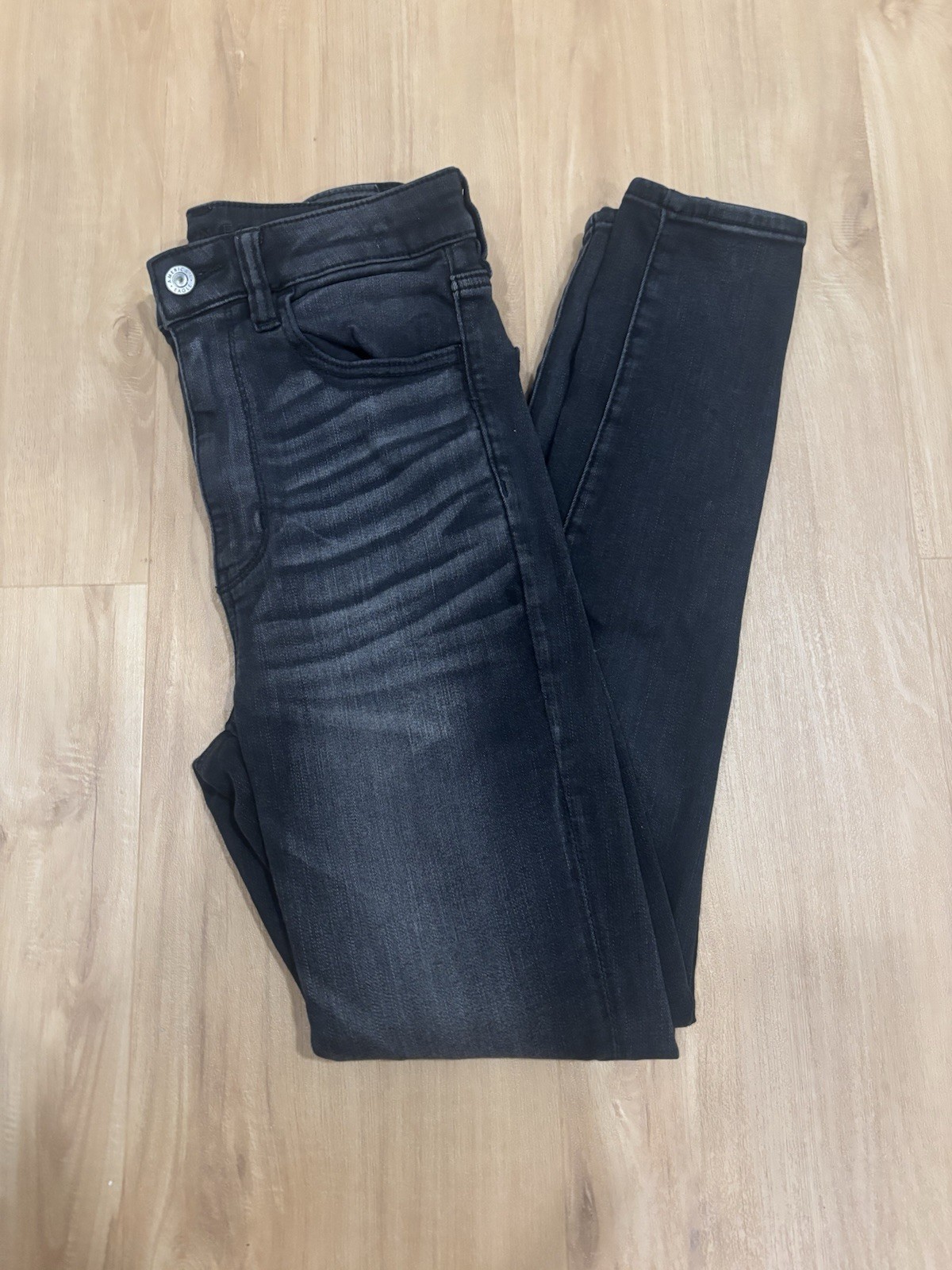 American Eagle Black Distressed Next Level Stretch Highest Rise Jegging Jean Sz6