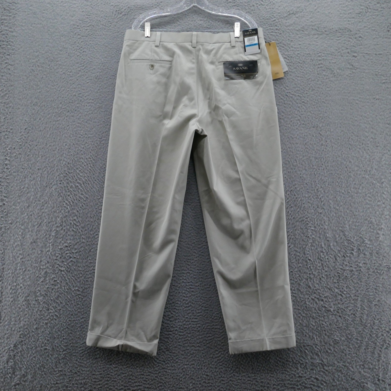 Savane Select Edition Mens Beige Pleated Cuffed Cotton Dress Pants 36×30 NEW