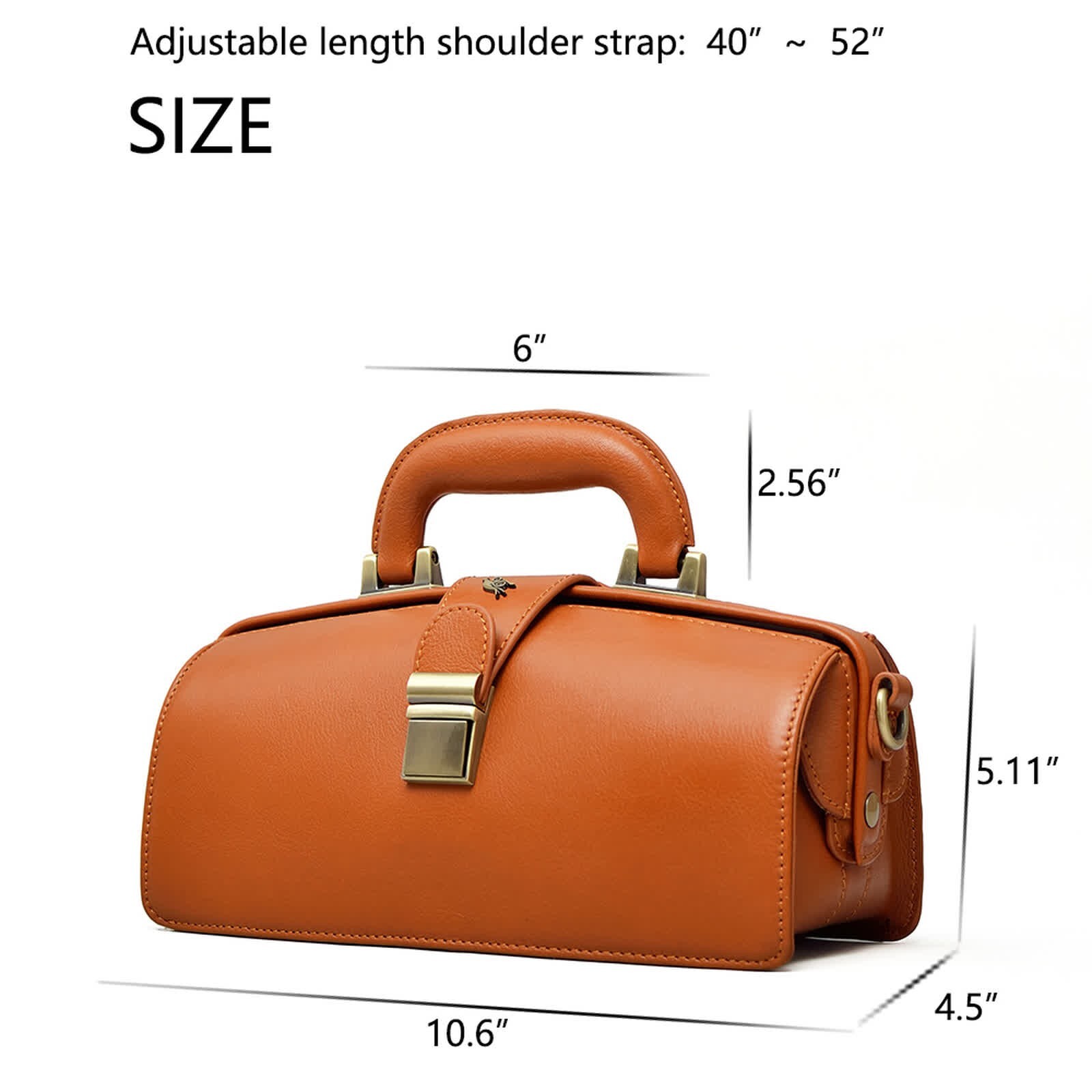 Genuine leather Handbag for women Erivis Coffee Doctor Bag Adjustable Strap