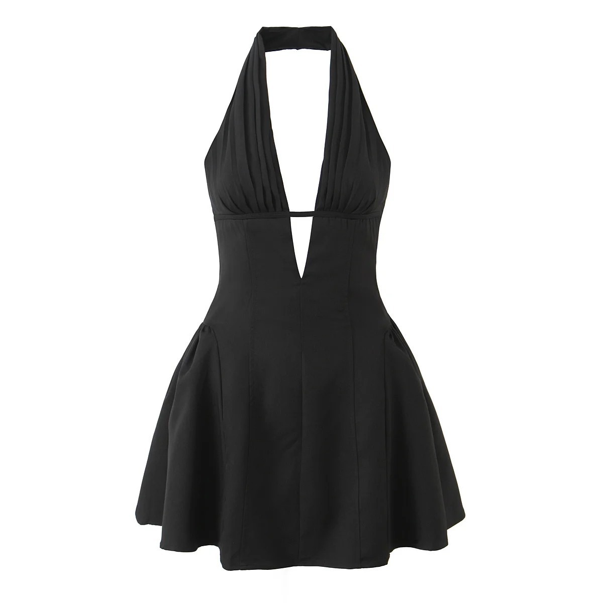 Women’s Polka Dot Halter Mini Dress Backless A-Line Summer Party Dress