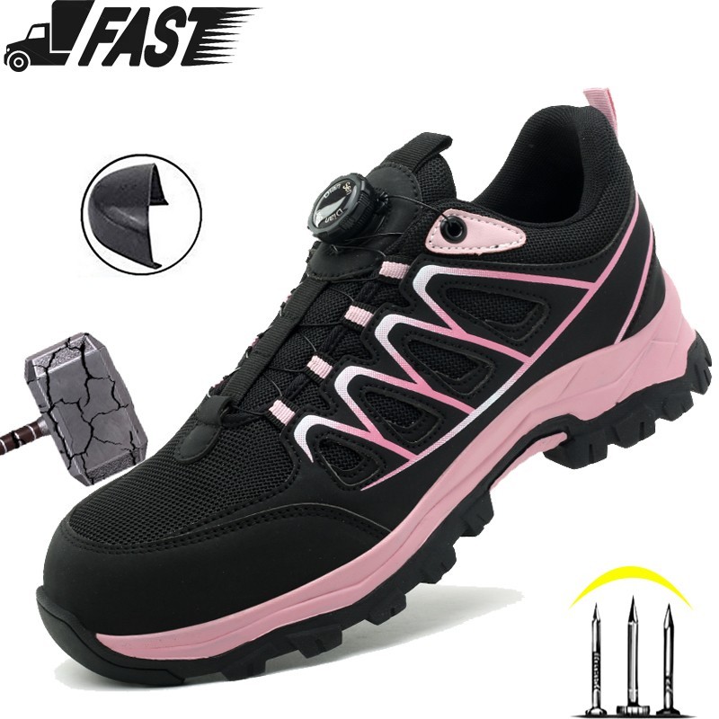Women Rotary Buckle Steel Toe Safety Shoes Indestructible comfortable Work Shoes