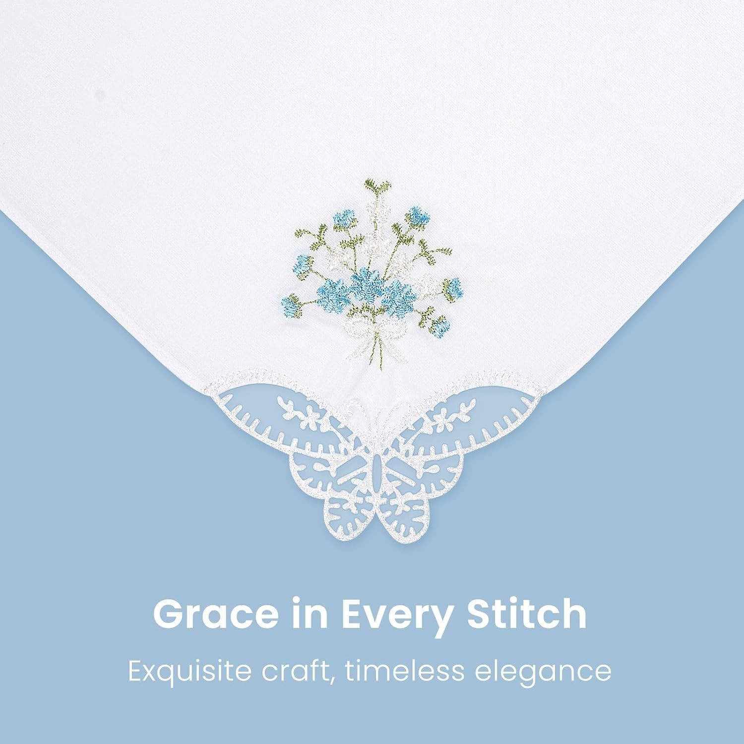 Assorted Floral Lace Trimmed Cotton Handkerchiefs – 6 Pack for All Occasions