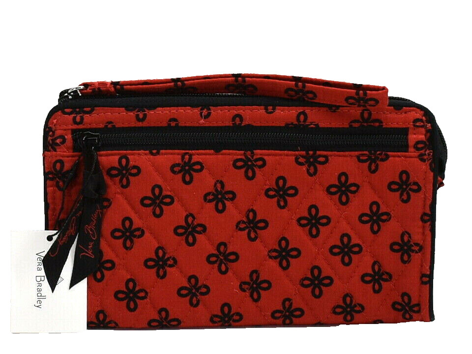 Vera Bradley Mini Concerto Front Zip Wristlet Clutch Handbag Red Black New!