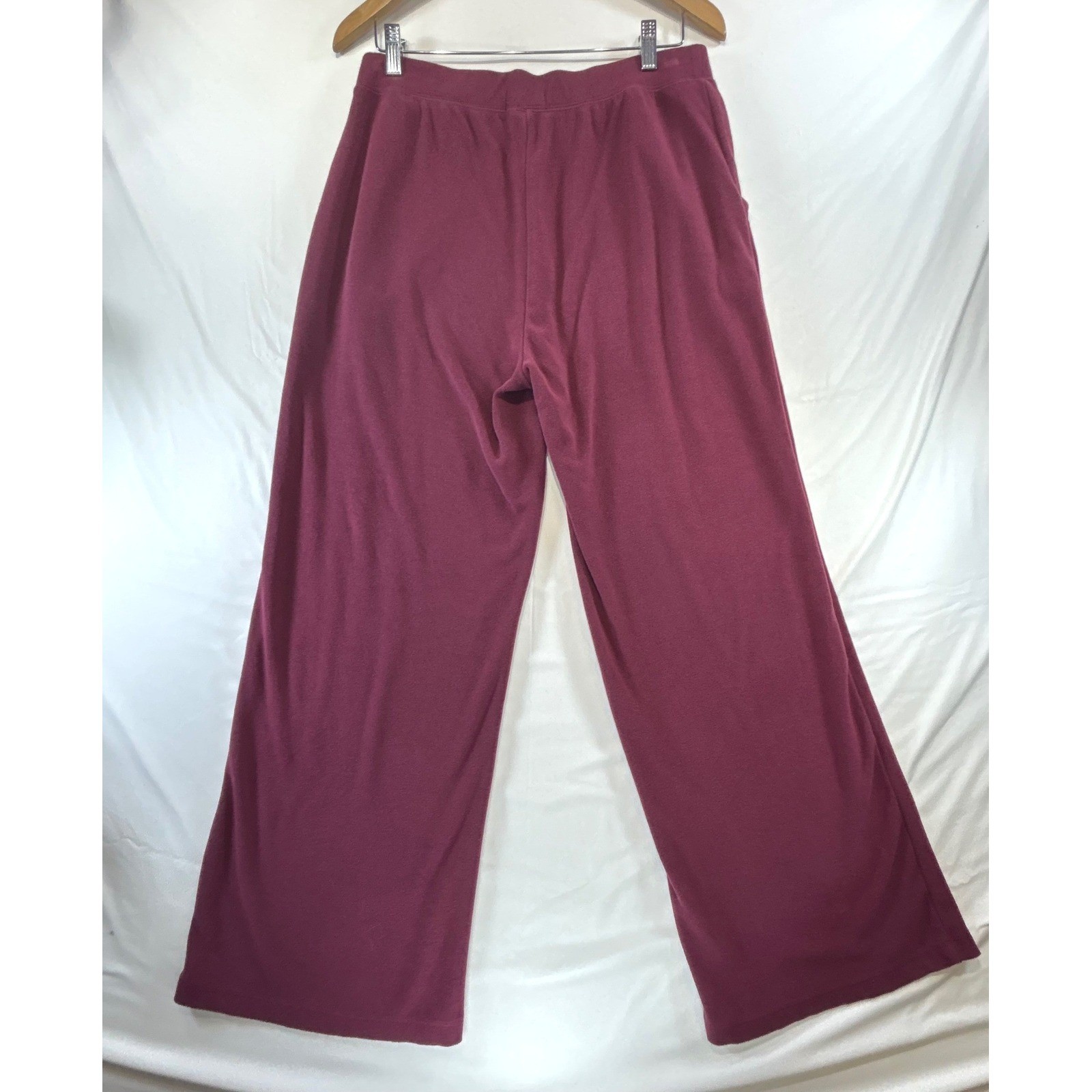 Softies Cozy Minimalist Lounge Set Large Wide Leg V-Neck Two Piece Burgundy