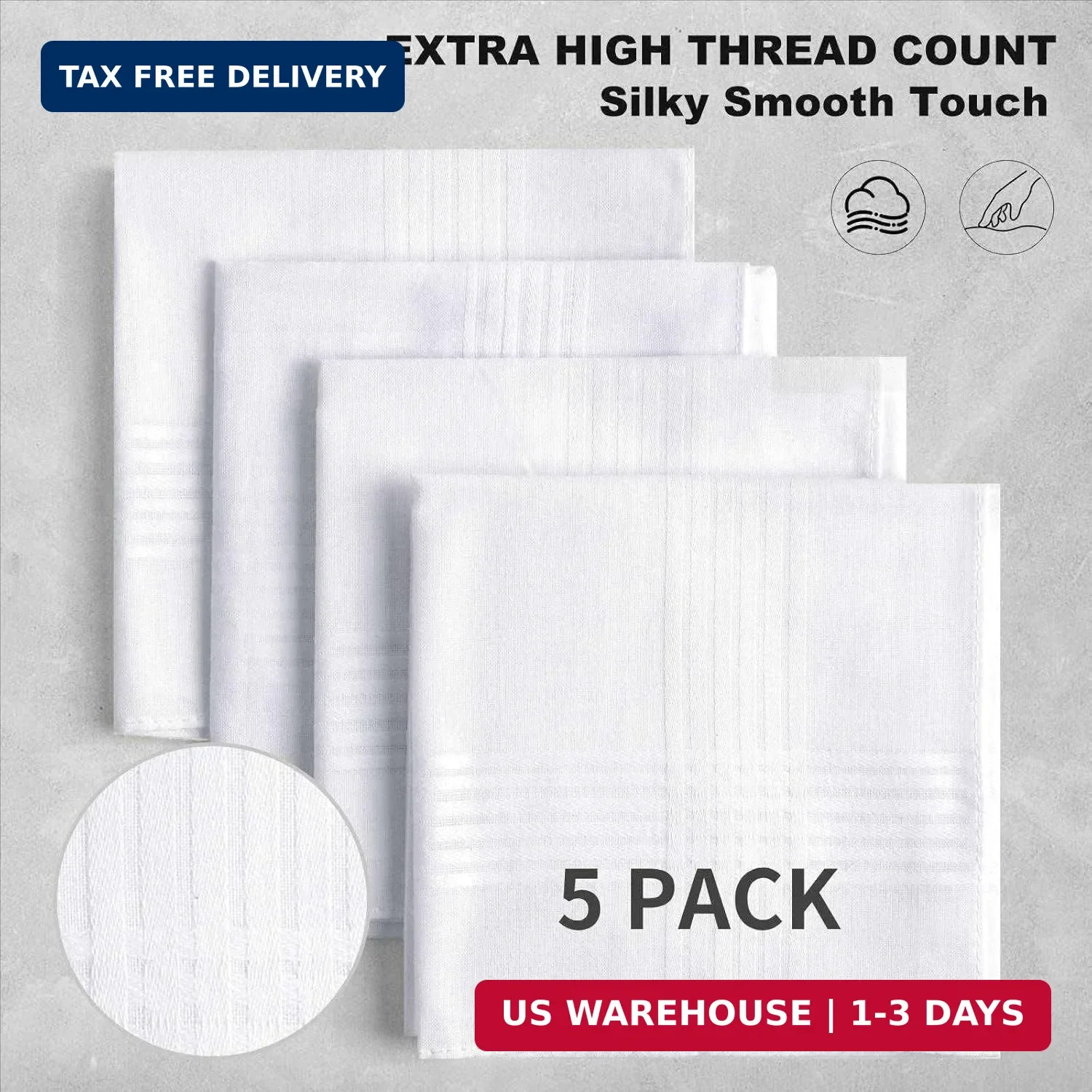 25 Pack Men’s Cotton Handkerchiefs, 16×16 Inch, White | 100% Soft Cotton, Bulk P
