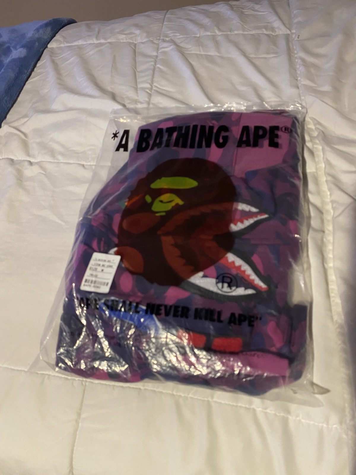 A Bathing Ape BAPE Purple Camo Shark Full Zip Hooded Hoodie Men’s M