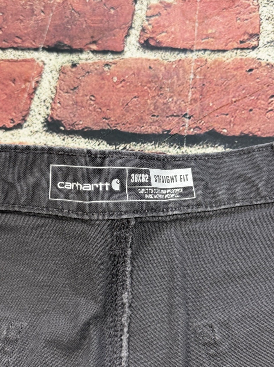 Carhartt Gray Double Knee Canvas Duck Pants 103340 GVL Mens 38×32 Straight Fit