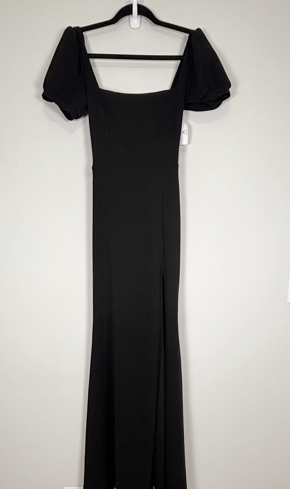 Windsor Denali Formal Puff Sleeve Lace Up Back Gown High Slit XS