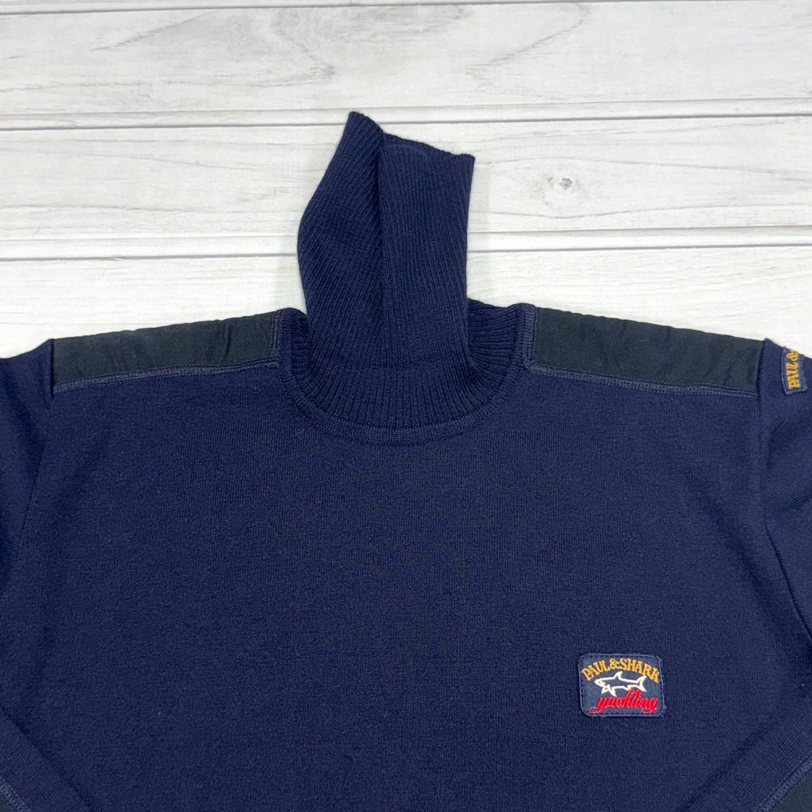 Paul & Shark Yachting Sweater Mens Small Navy Blue Turtleneck Pullover Jumper