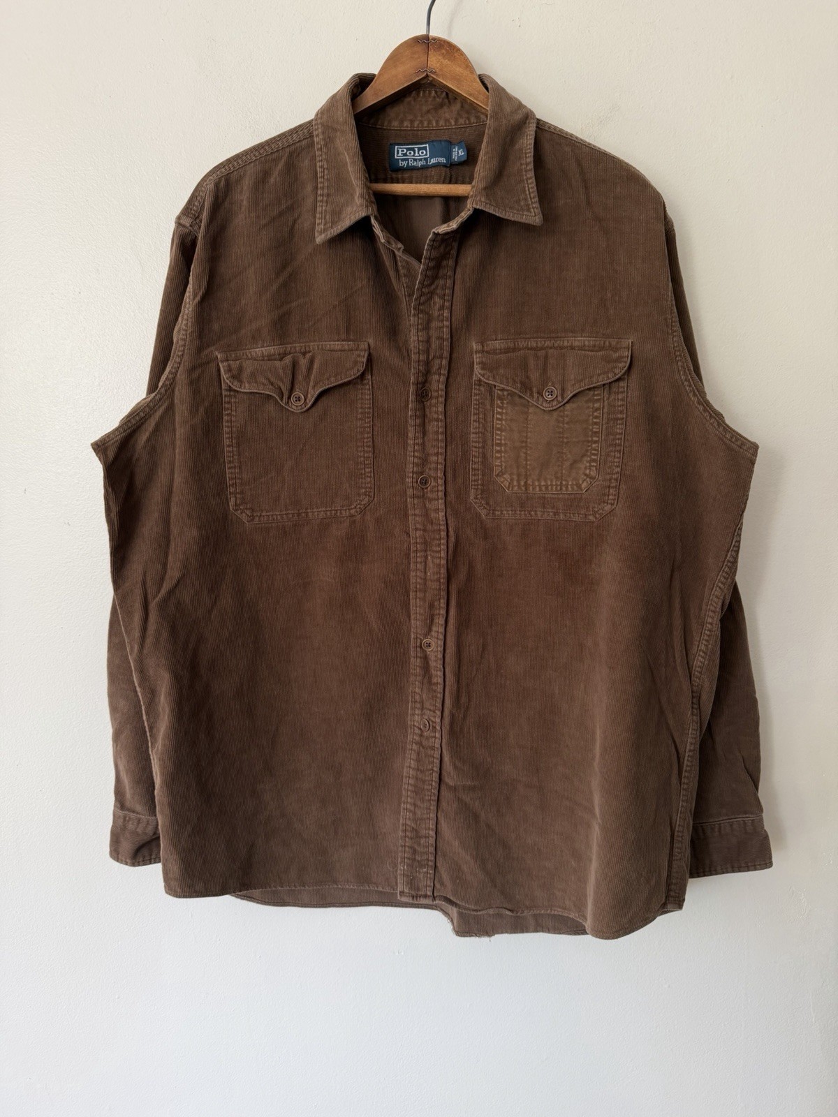 Polo Ralph Lauren Corduroy Elbow Patches Button Up Shirt Brown XL