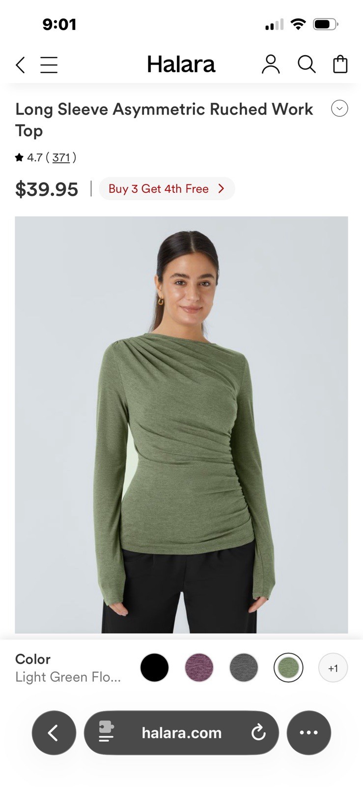 NEW Halara Long Sleeve Asymmetric Ruched Work Top sz L #halara #casual #NWT