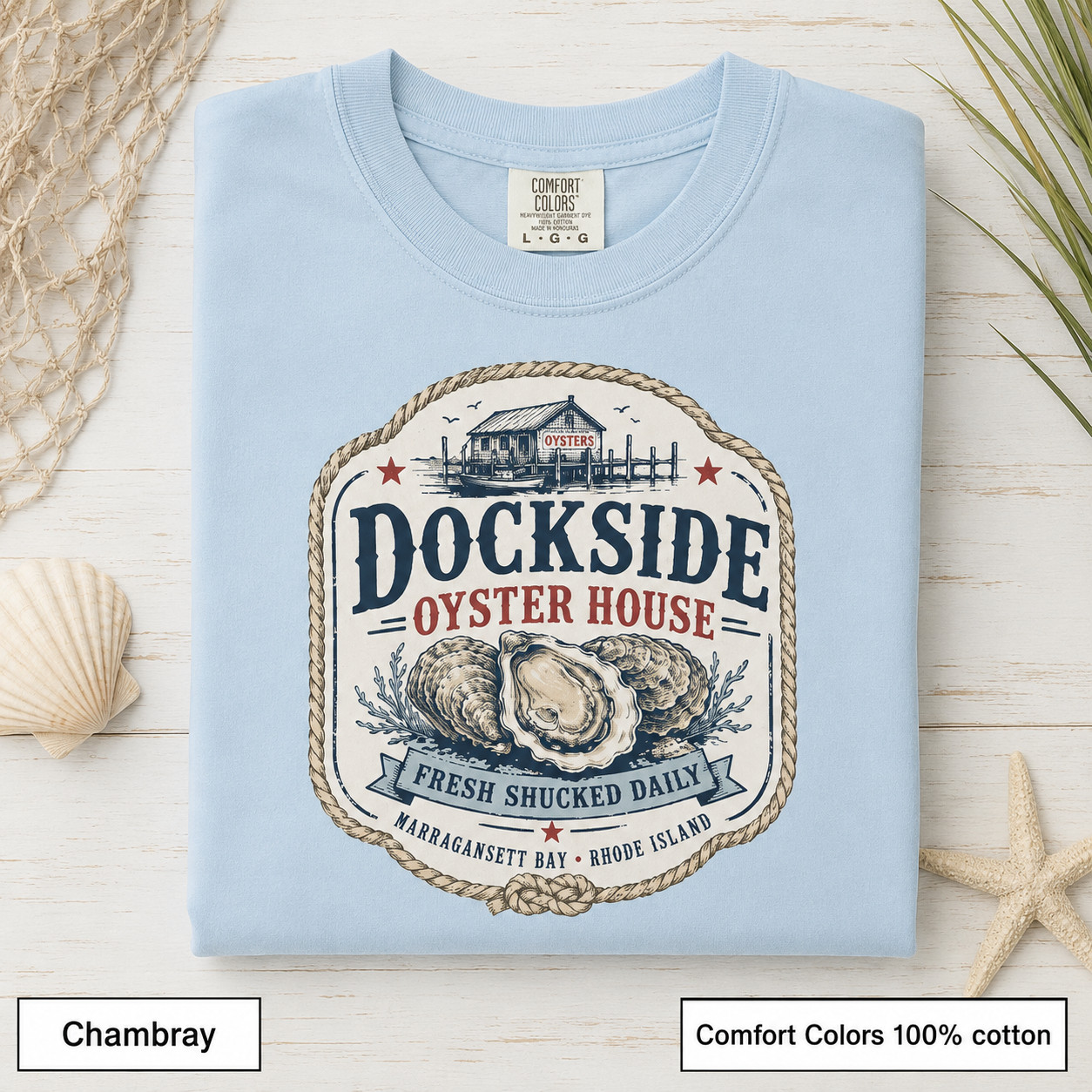 Dockside Oyster House Shirt, Coastal Comfort Colors Rhode Island Tee