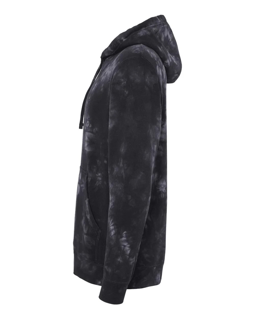 *NEW* Black Tie Dye Fleece Pullover Hoodie, Independent Trading Co. – LARGE