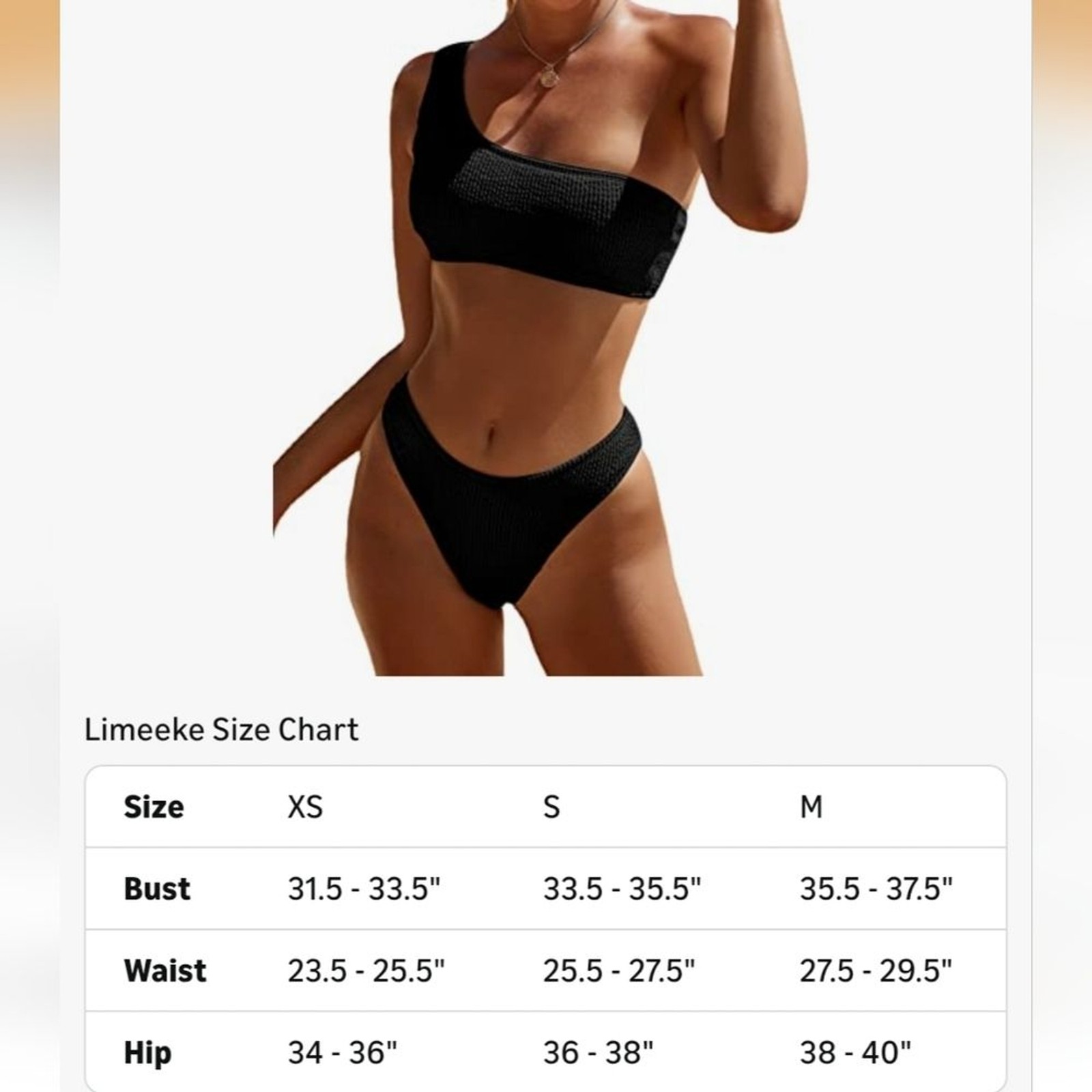 Limeeke Women One Shoulder Bikini Ribbed Textured Two Piece Swimsuit High Cut.
