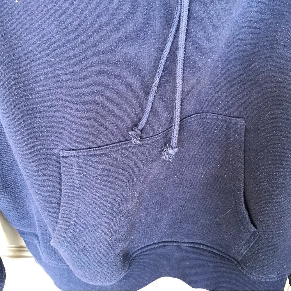 Good Vibes Hoody Kangaroo Pocket Navy SzL Drawstring Pullover Banded Cuffs/Hem