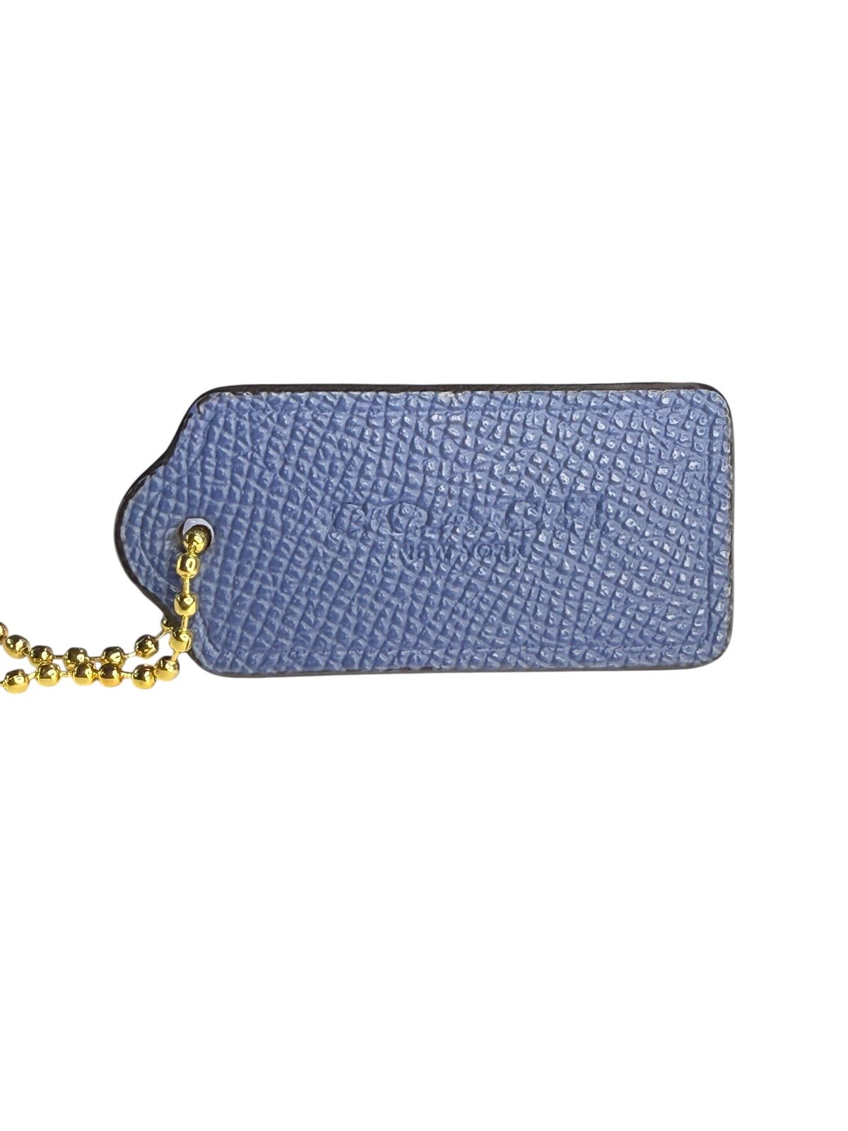 Coach Periwinkle Blue Pebbled Leather Hangtag Charm 2.25″