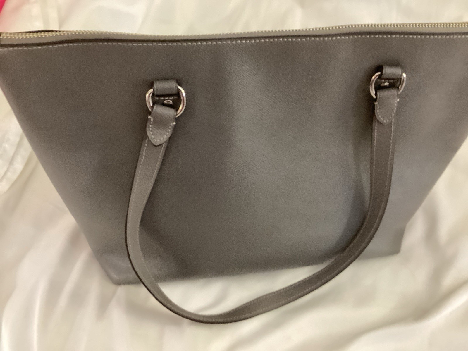Coach Gallery Crossgrain Tote Bag Handbag Leather Gray F79608