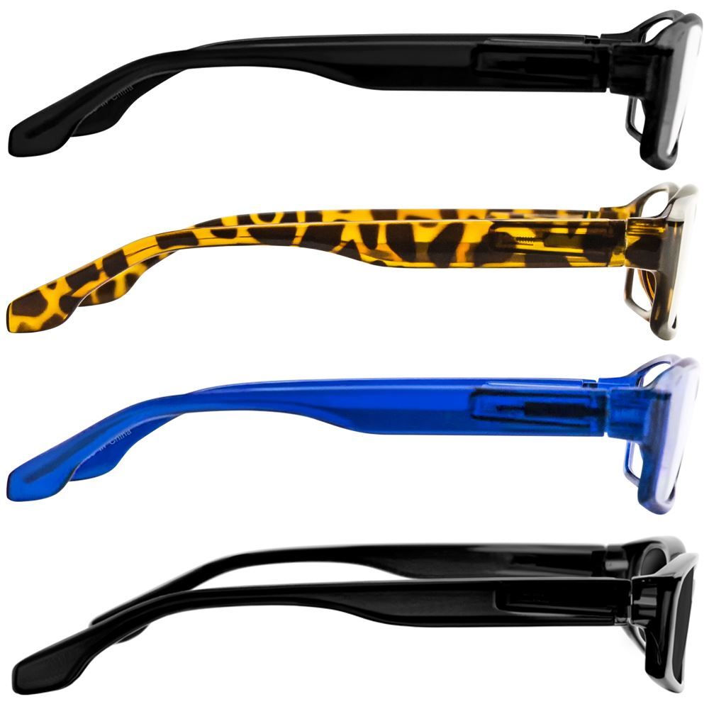 NEW Reading Glasses | 4 Pack | Black Tortoise Blue Sun | Flex Hinges