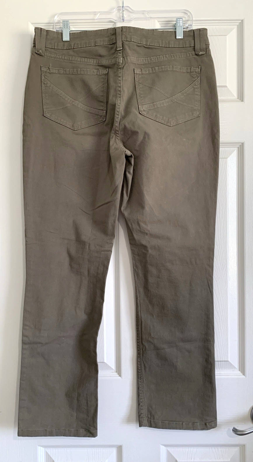 NYDJ Jeans Womens 12 Olive Green Straight Lift Tuck Technology Military Preppy