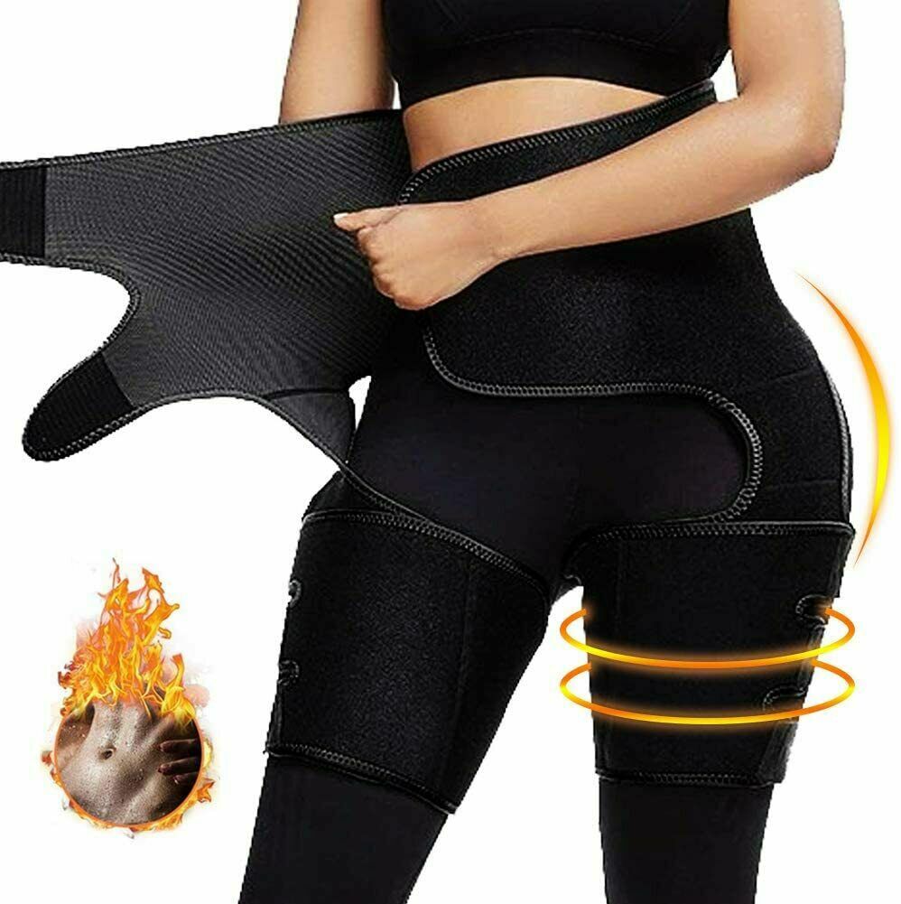 High Waist Trainer Thigh Trimmer, 3 in 1 Body Shaper Weight Loss Butt Black