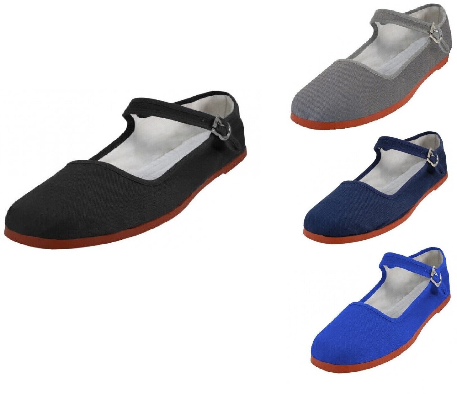 Womens Mary Jane Shoes Cotton Chinese Sandals Black Gray Royal 7 8 9 10 11